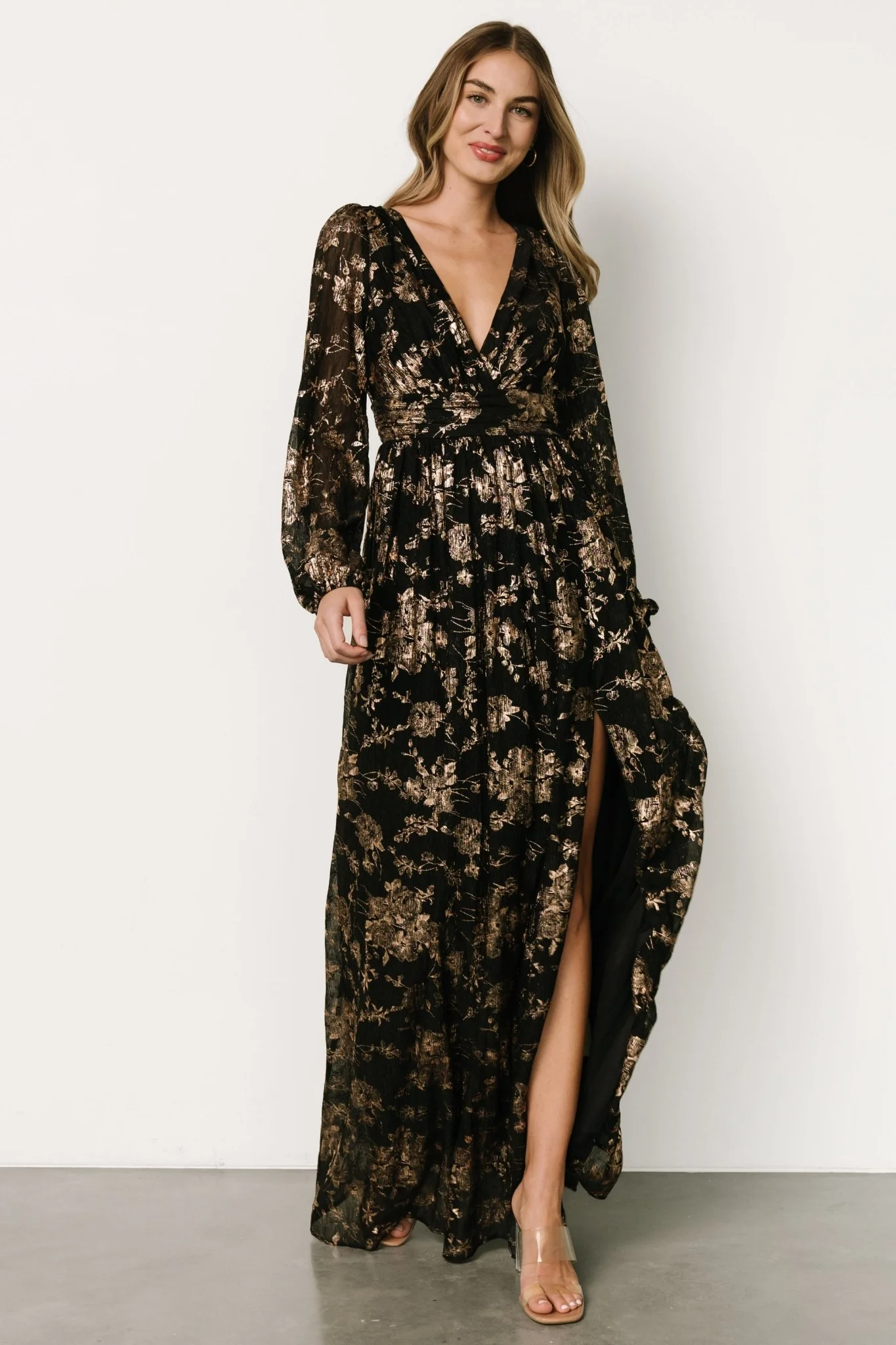 Charlene Maxi Dress | Black + Gold - Jamouz