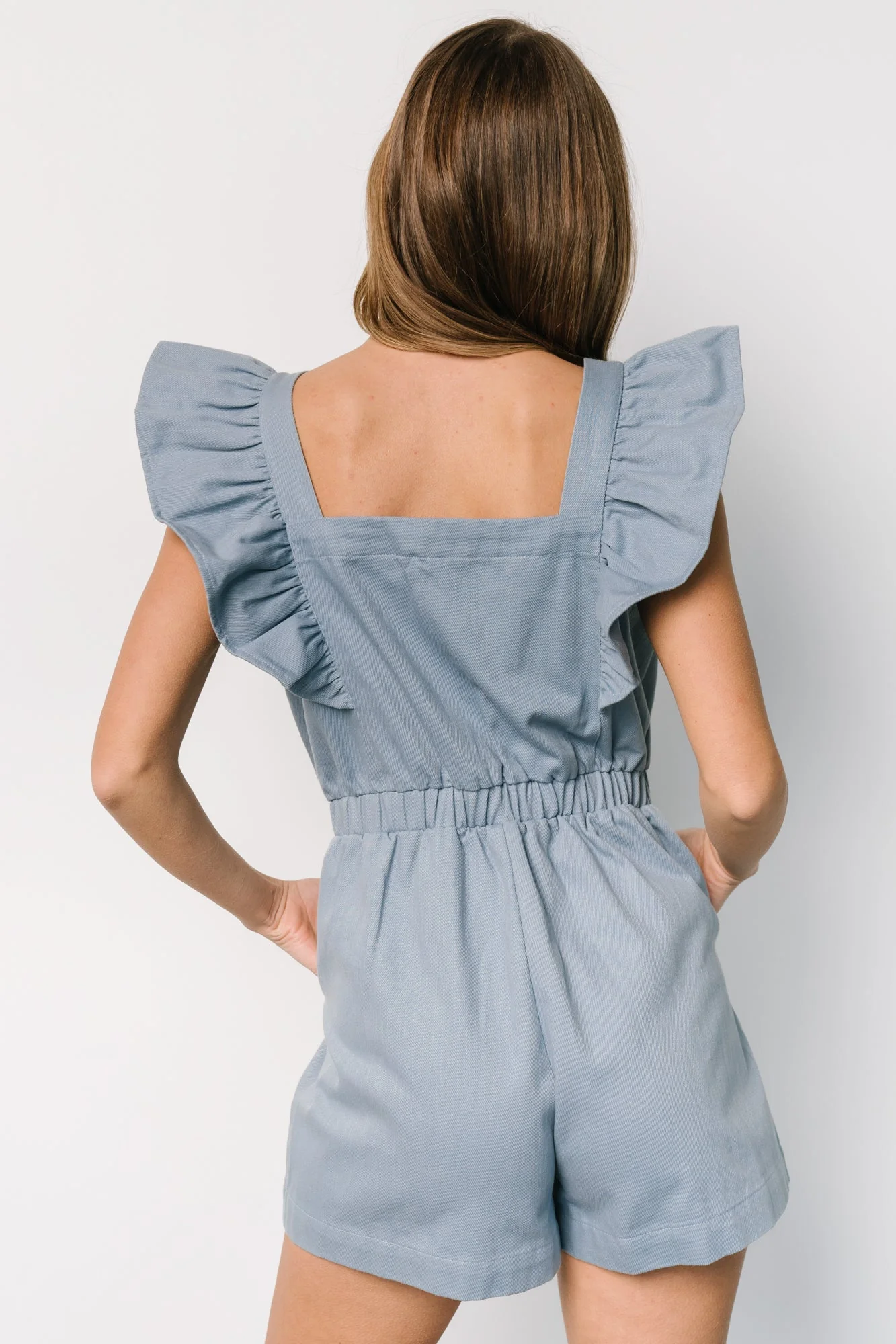 Montgomery Denim Romper | Dusty Blue - Jamouz