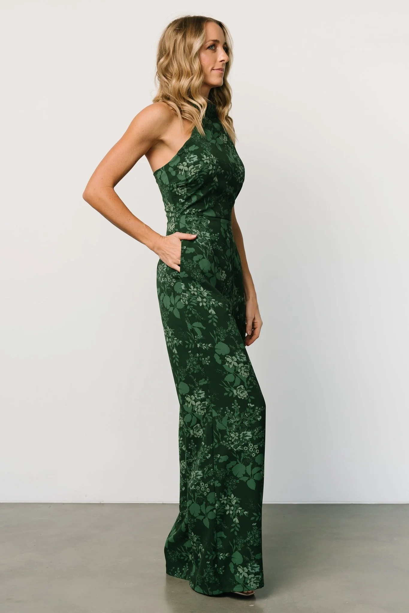 Freya Halter Jumpsuit | Emerald Floral - Jamouz
