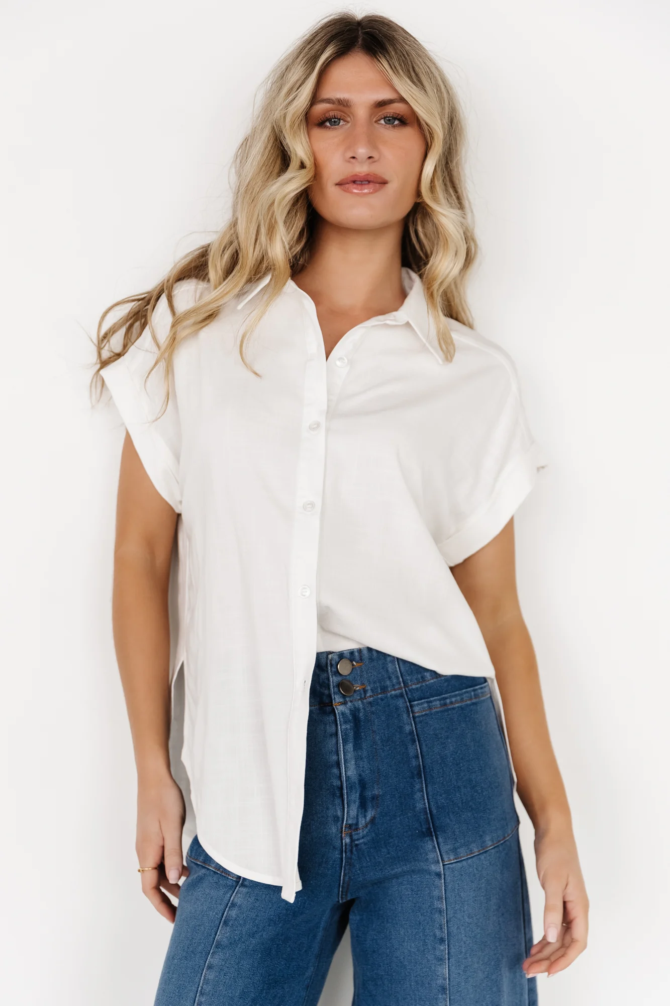 Clarke Button Up Top | Off White - Jamouz
