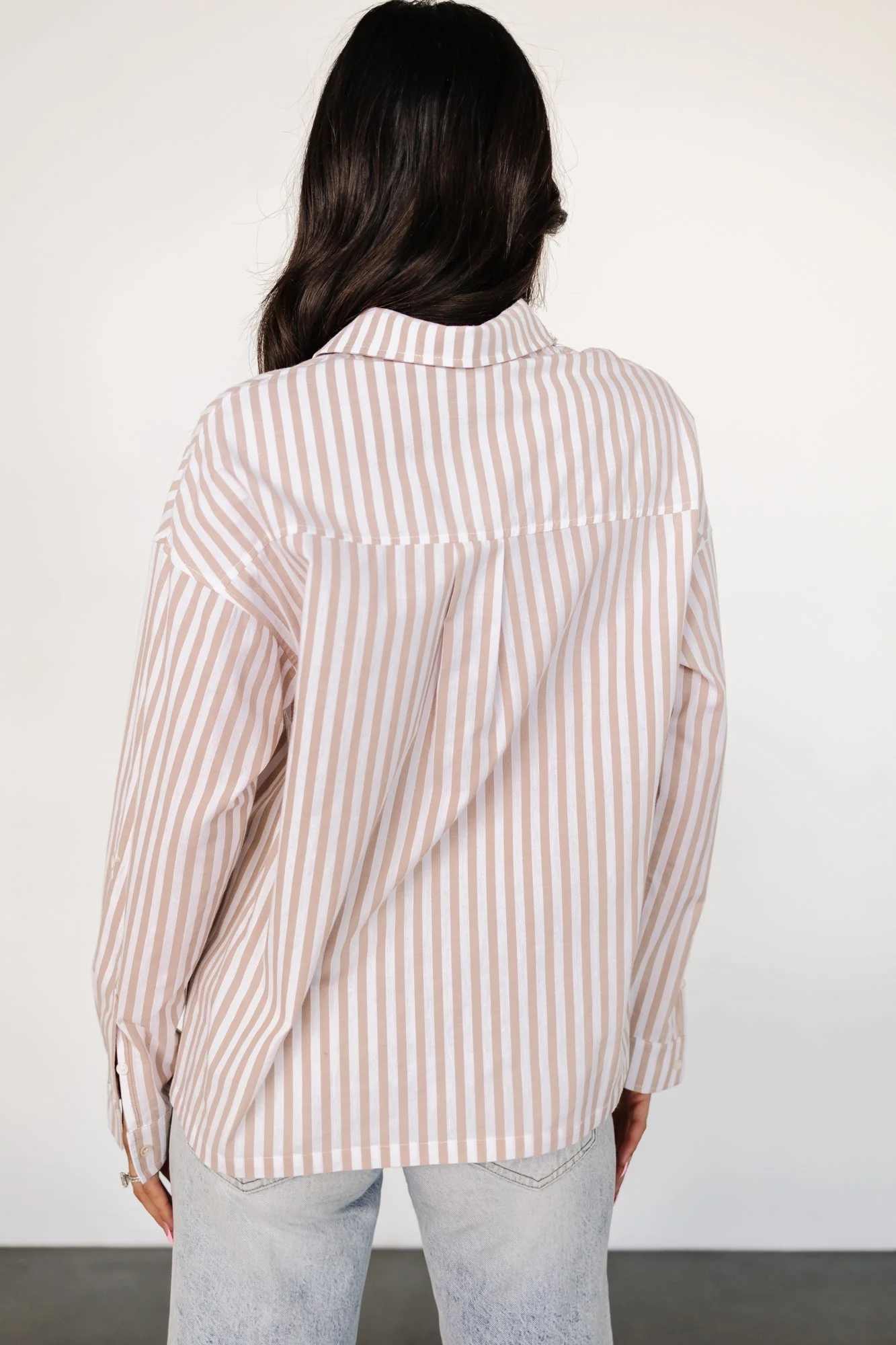 Shasta Button Up Top | Beige Stripe - Jamouz