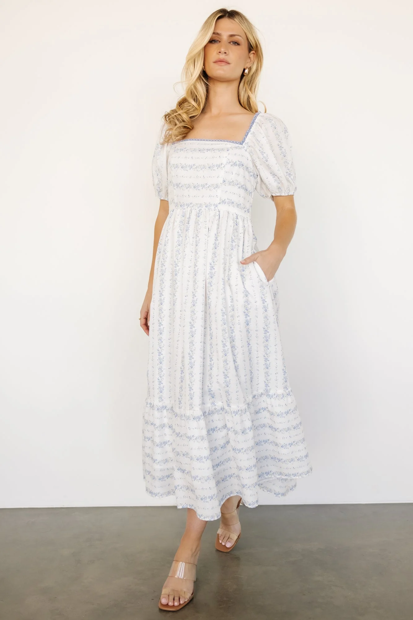 Martine Puff Sleeve Dress | Ivory Multi Floral - Jamouz