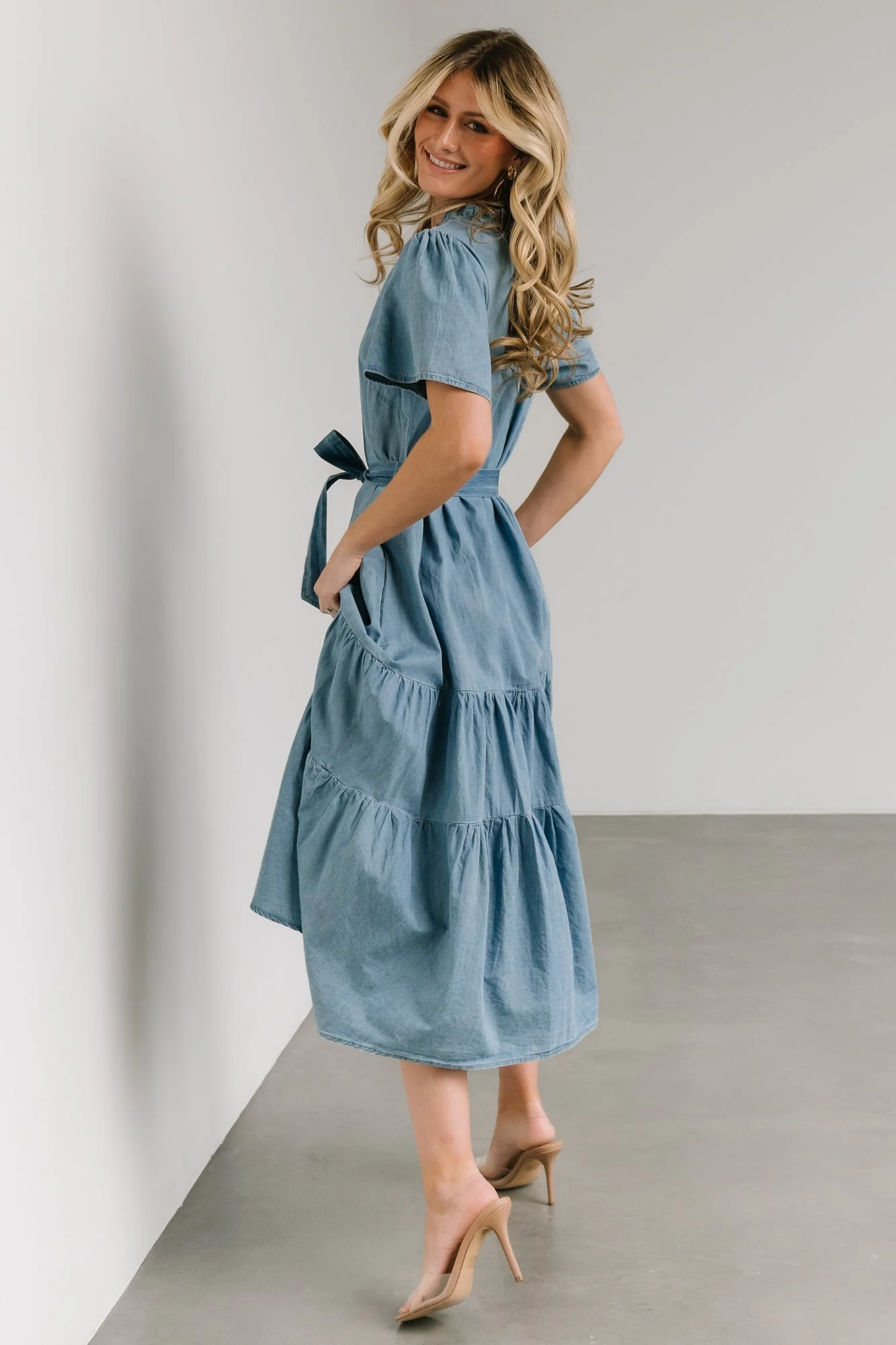 Lisa Midi Dress | Chambray - Jamouz