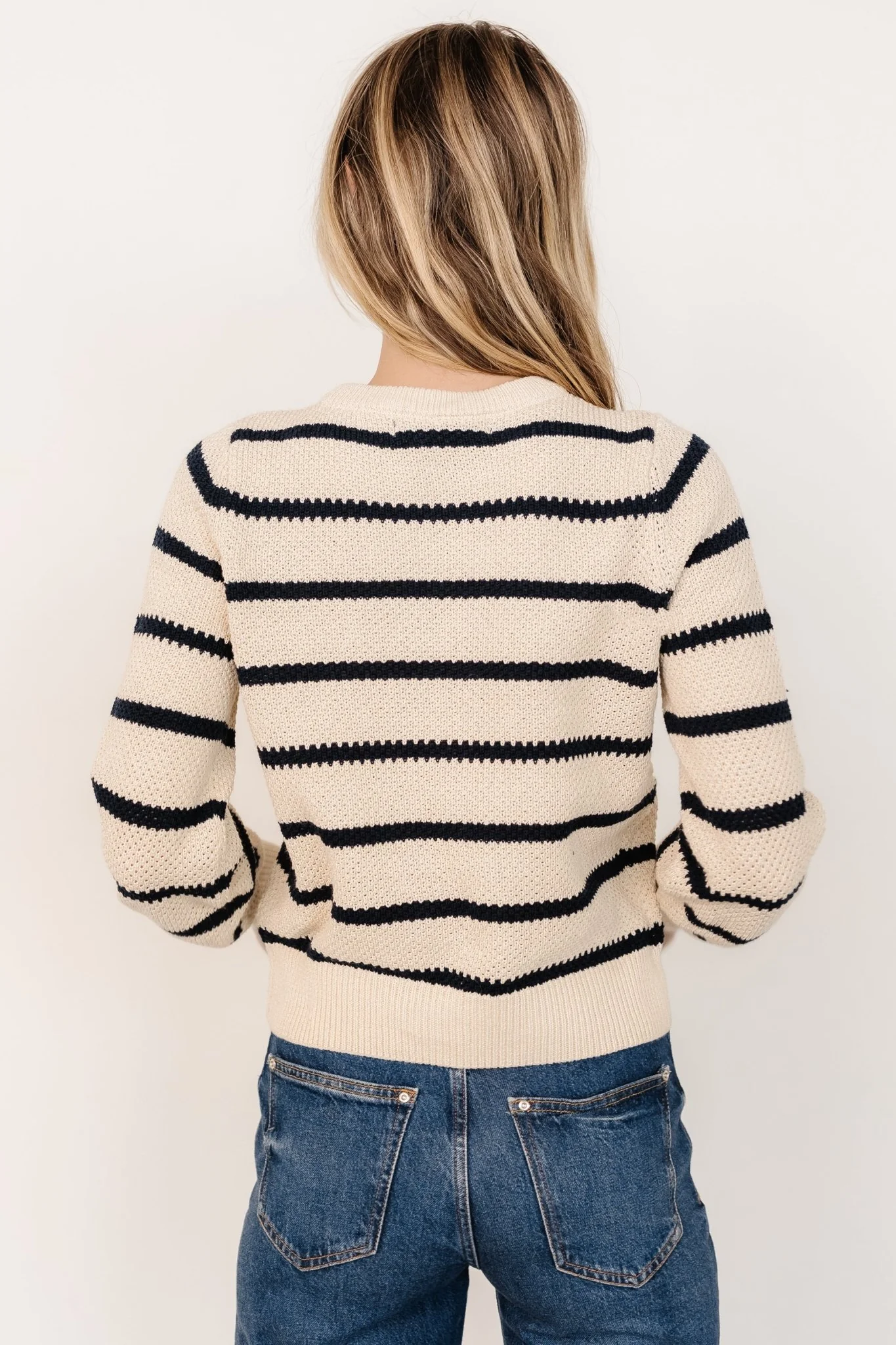 Rianne Knit Sweater | Cream + Navy Stripe - Jamouz