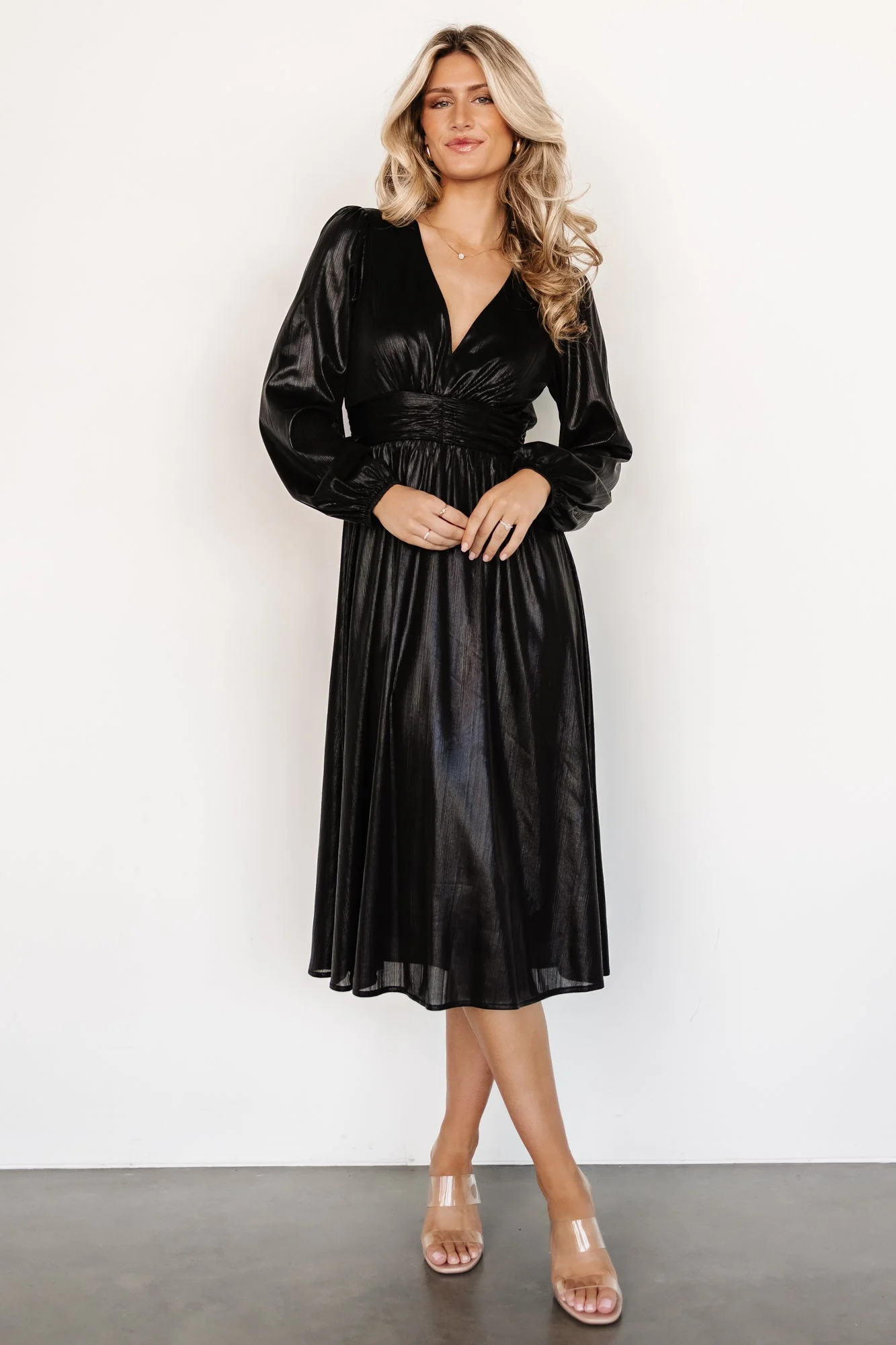Aisha Shimmer Dress | Black - Jamouz
