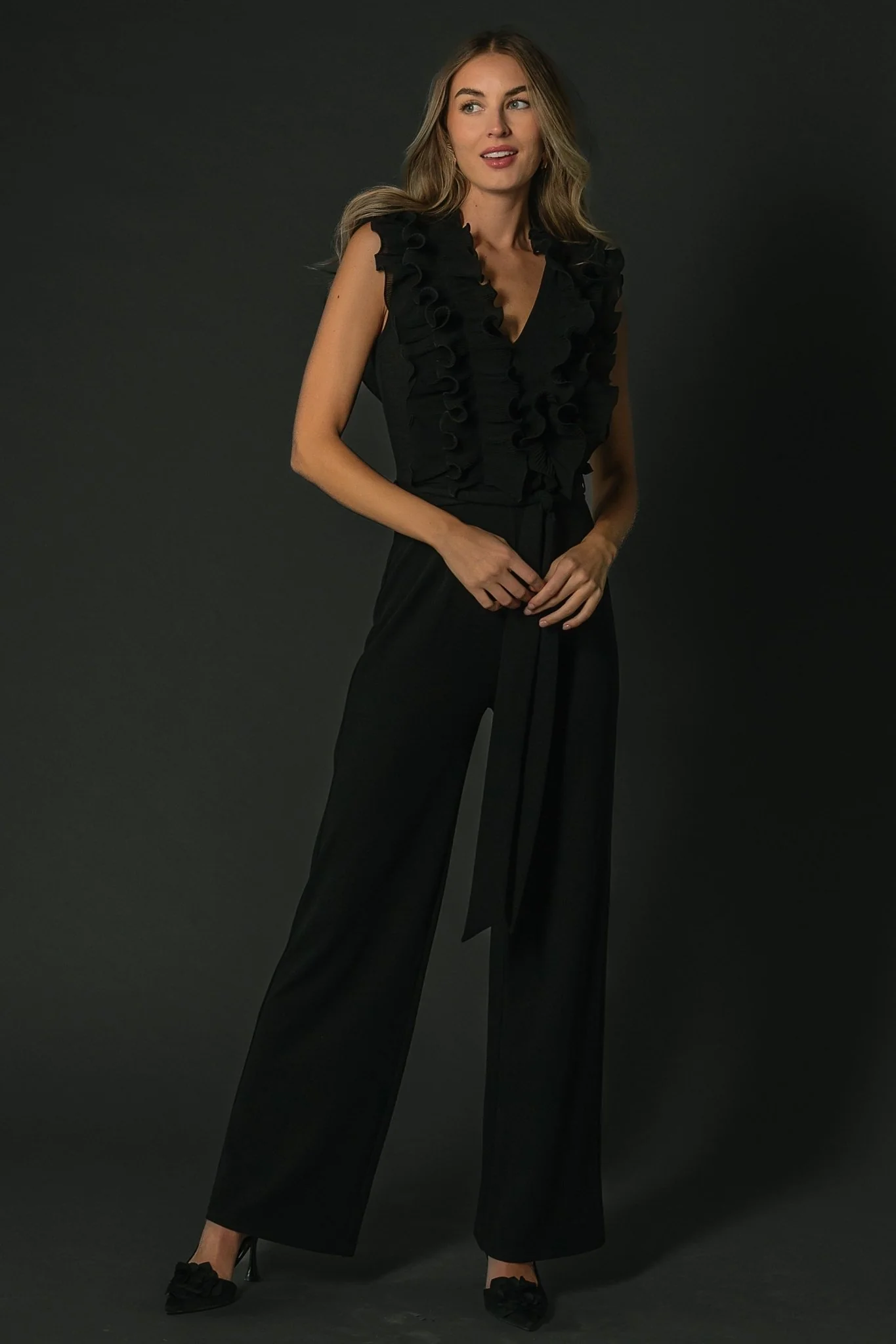 Tyra Ruffle Tank Jumpsuit | Black - Jamouz