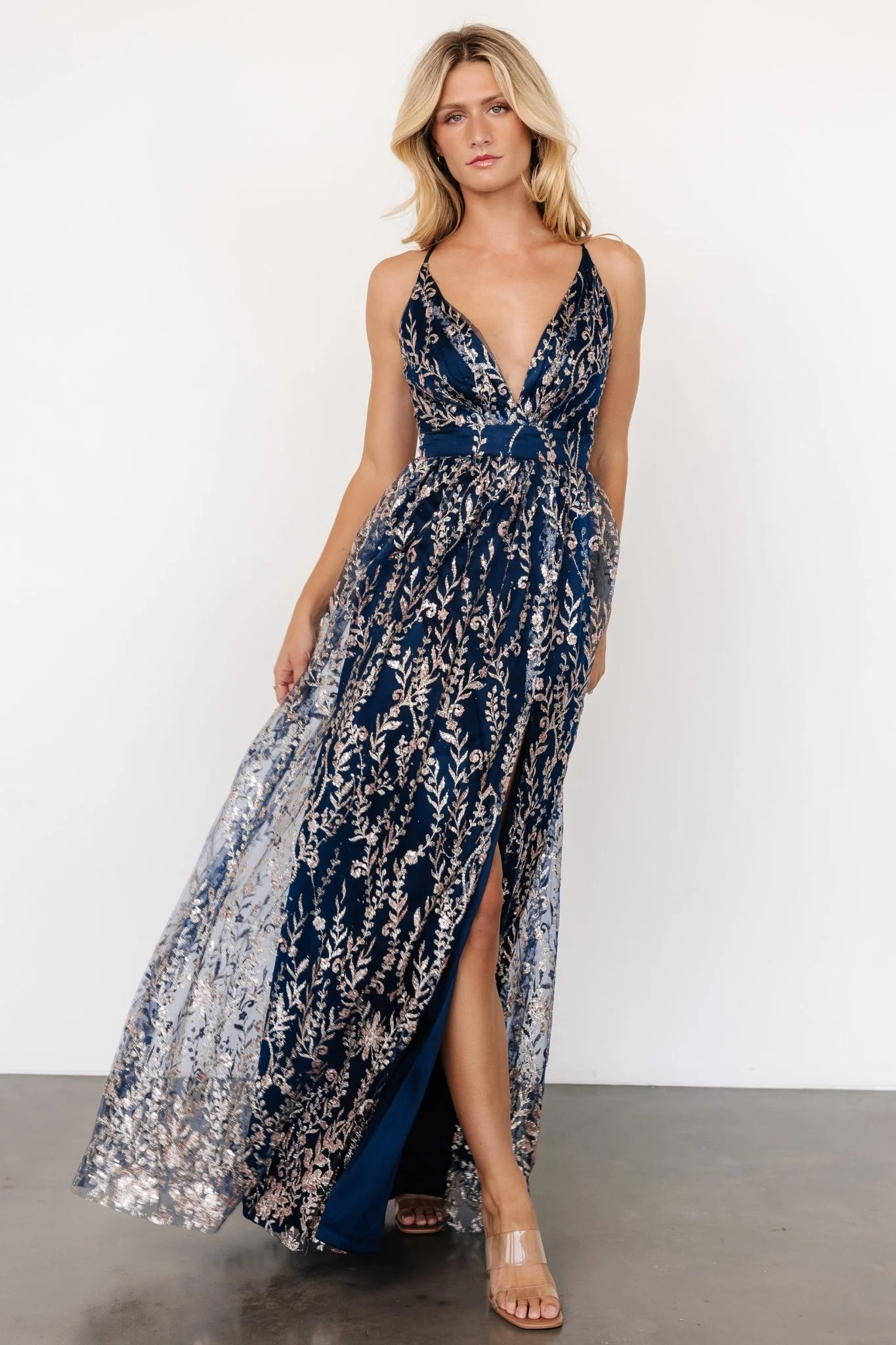 Anisa Shimmer Gown | Navy + Rose - Jamouz