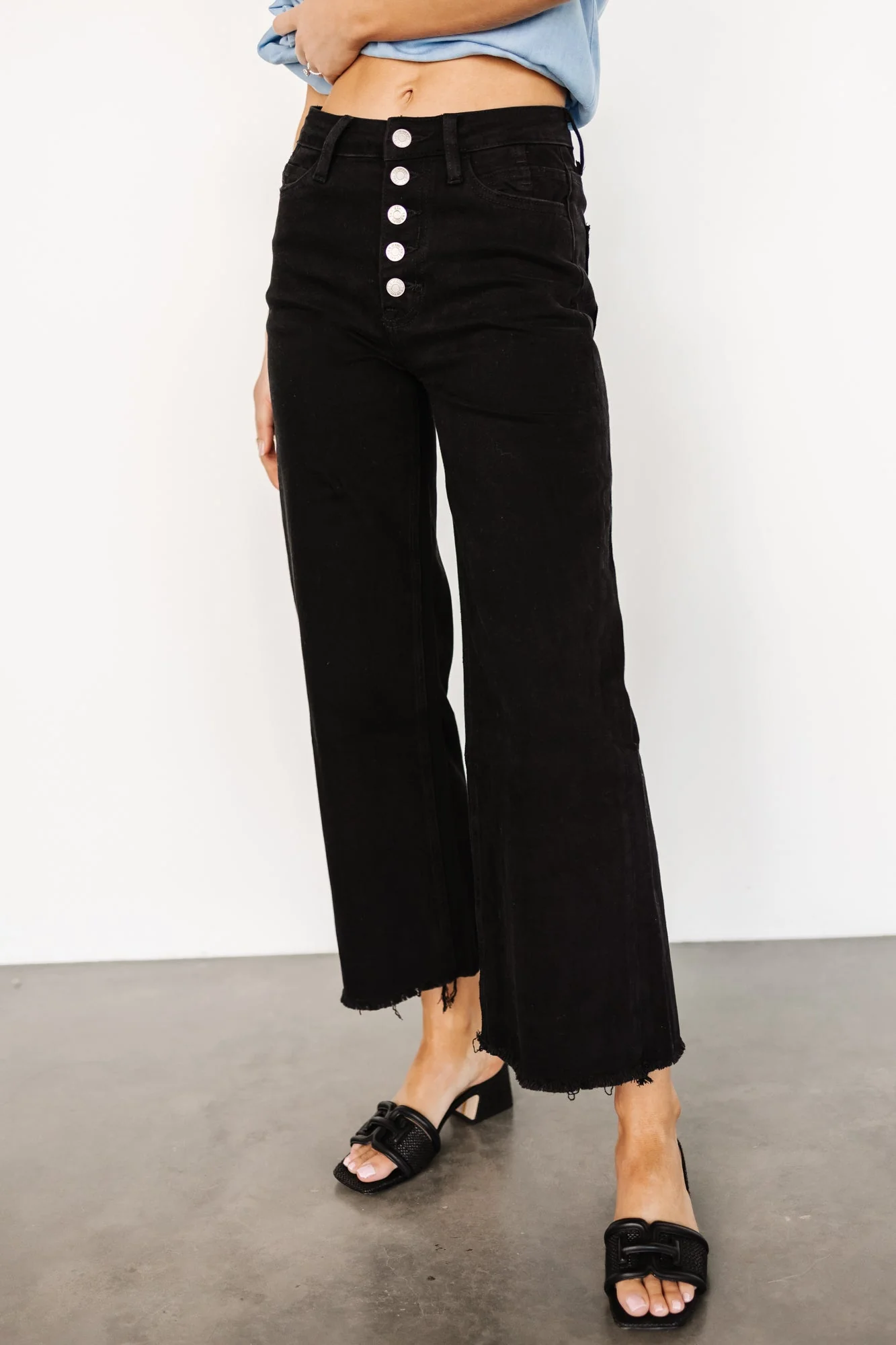 Georgie High Rise Wide Leg Jeans | Black - Jamouz
