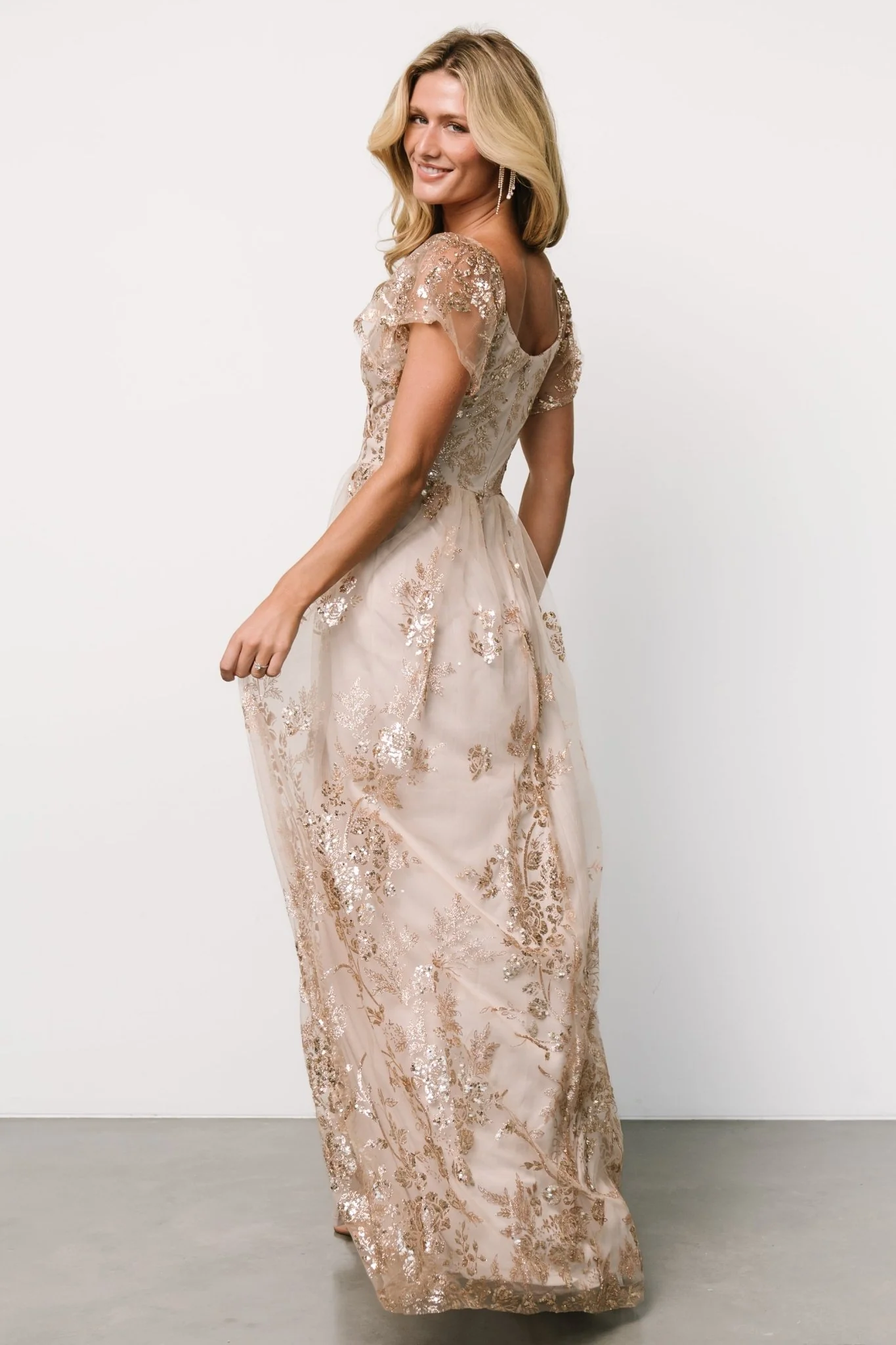 Corinne Shimmer Maxi Gown | Champagne - Jamouz