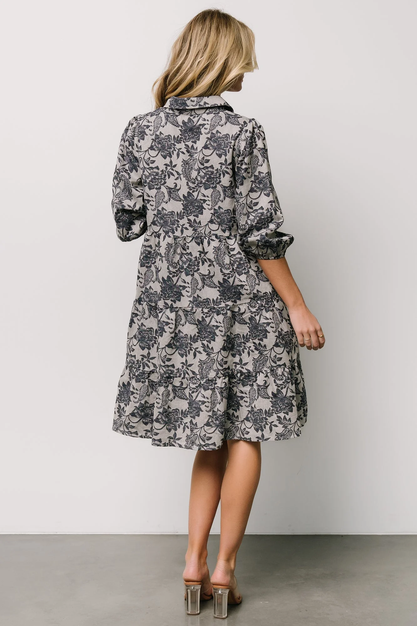 Dakota Babydoll Dress | Navy Print - Jamouz