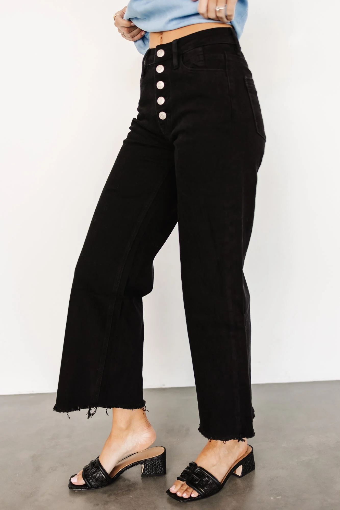 Georgie High Rise Wide Leg Jeans | Black - Jamouz