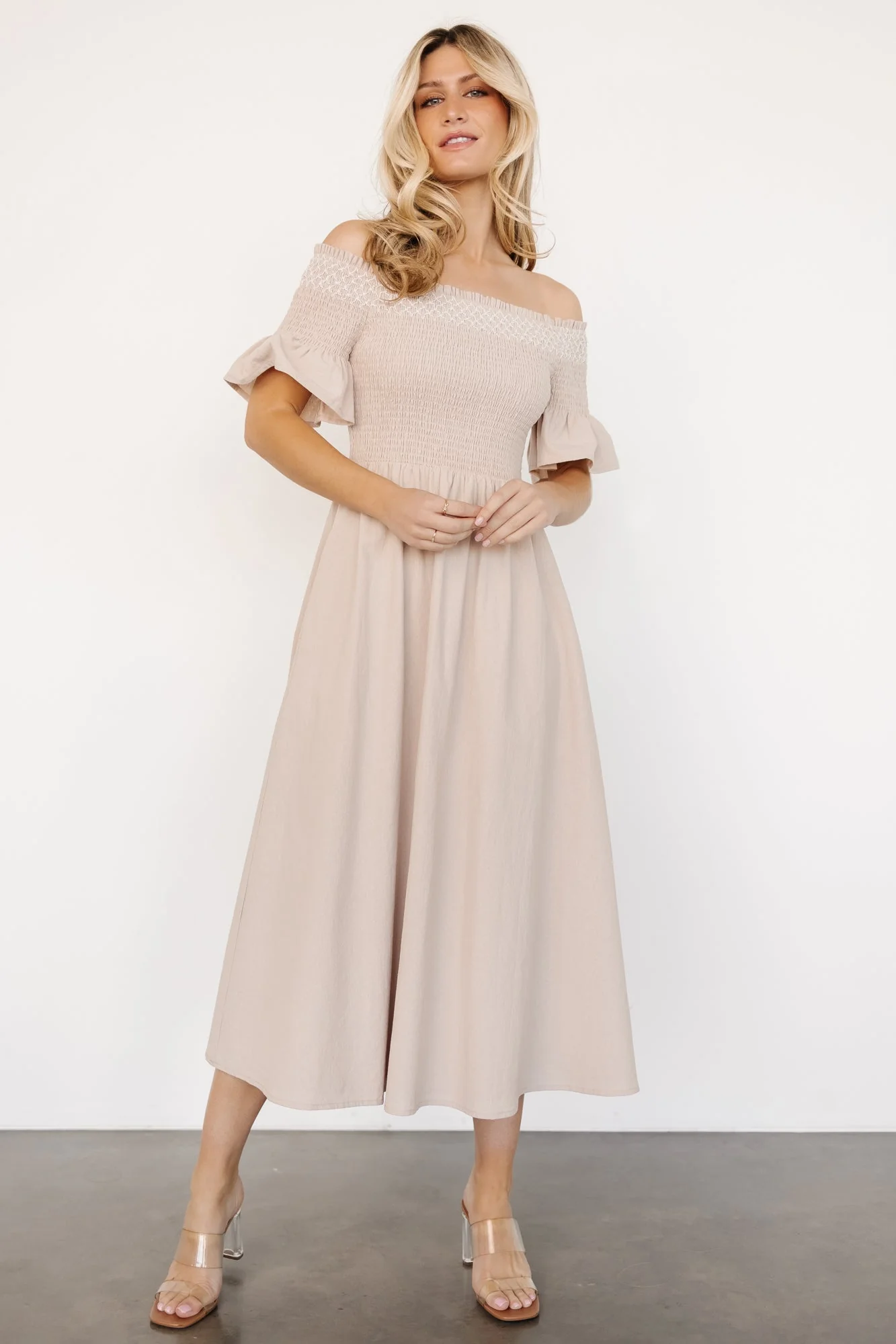Jodi Off Shoulder Dress | Natural - Jamouz