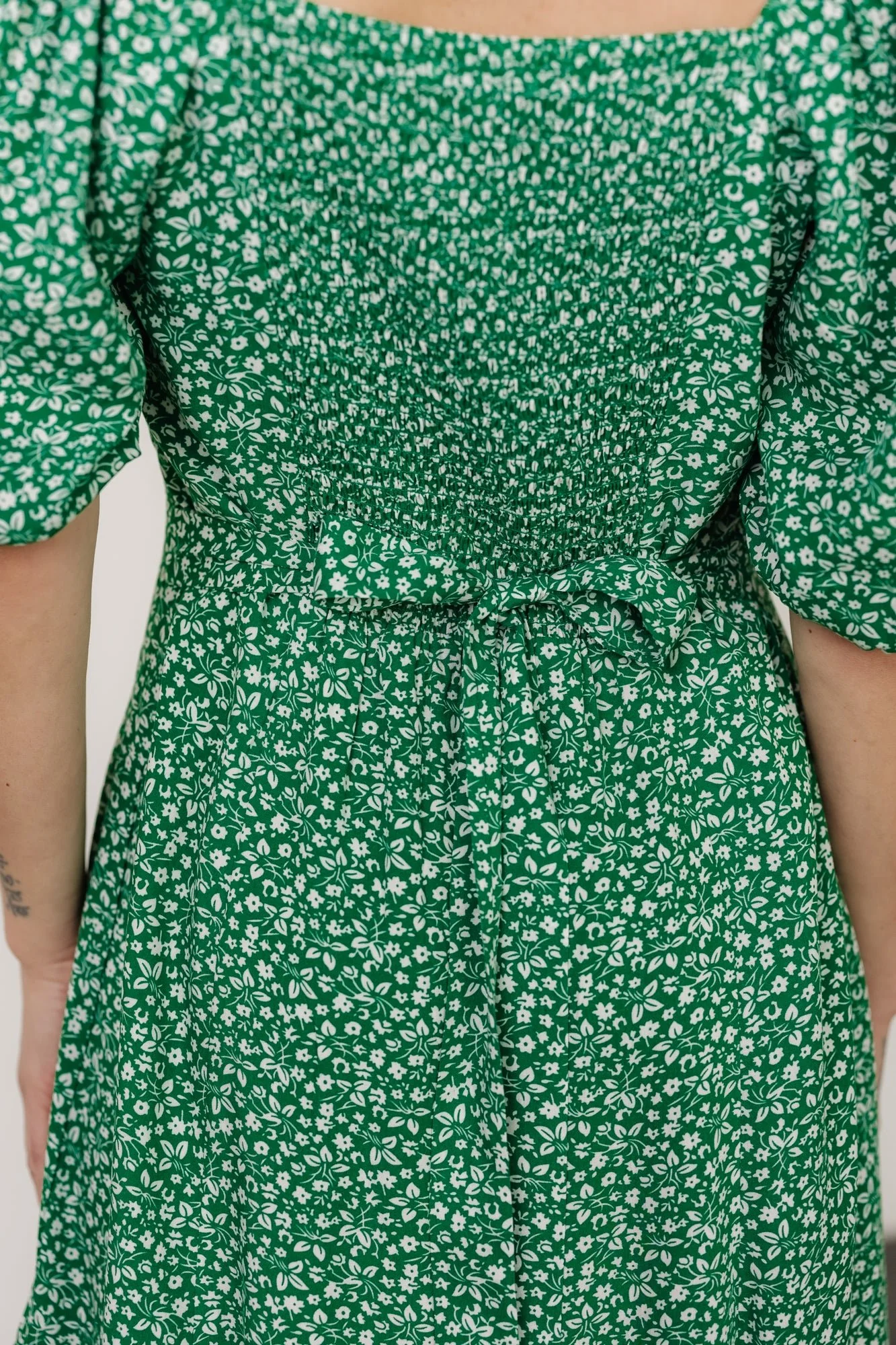 Elisabeth Button Dress | Green Floral - Jamouz
