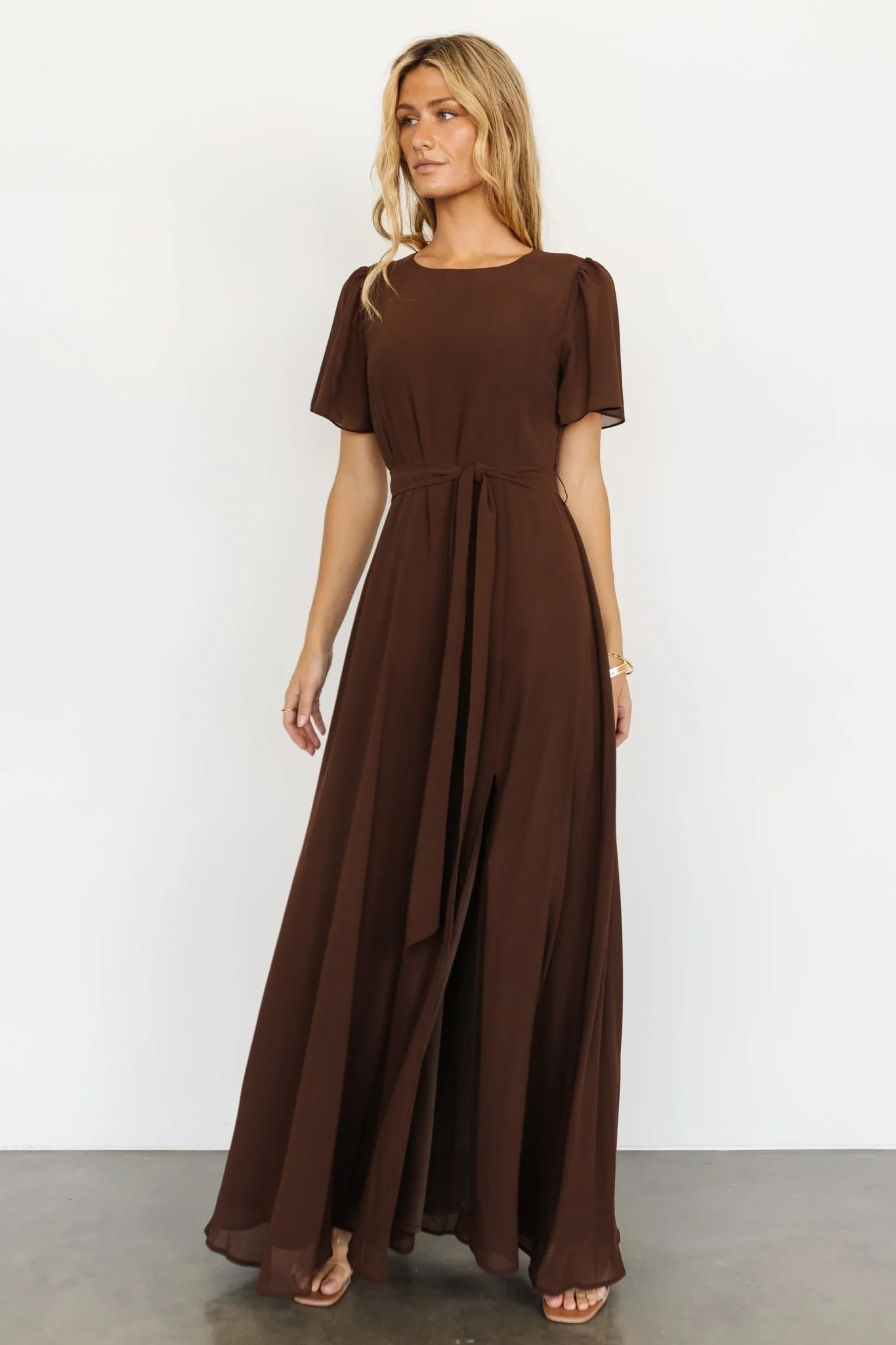 Naomi Short Sleeve Maxi Dress | Espresso - Jamouz