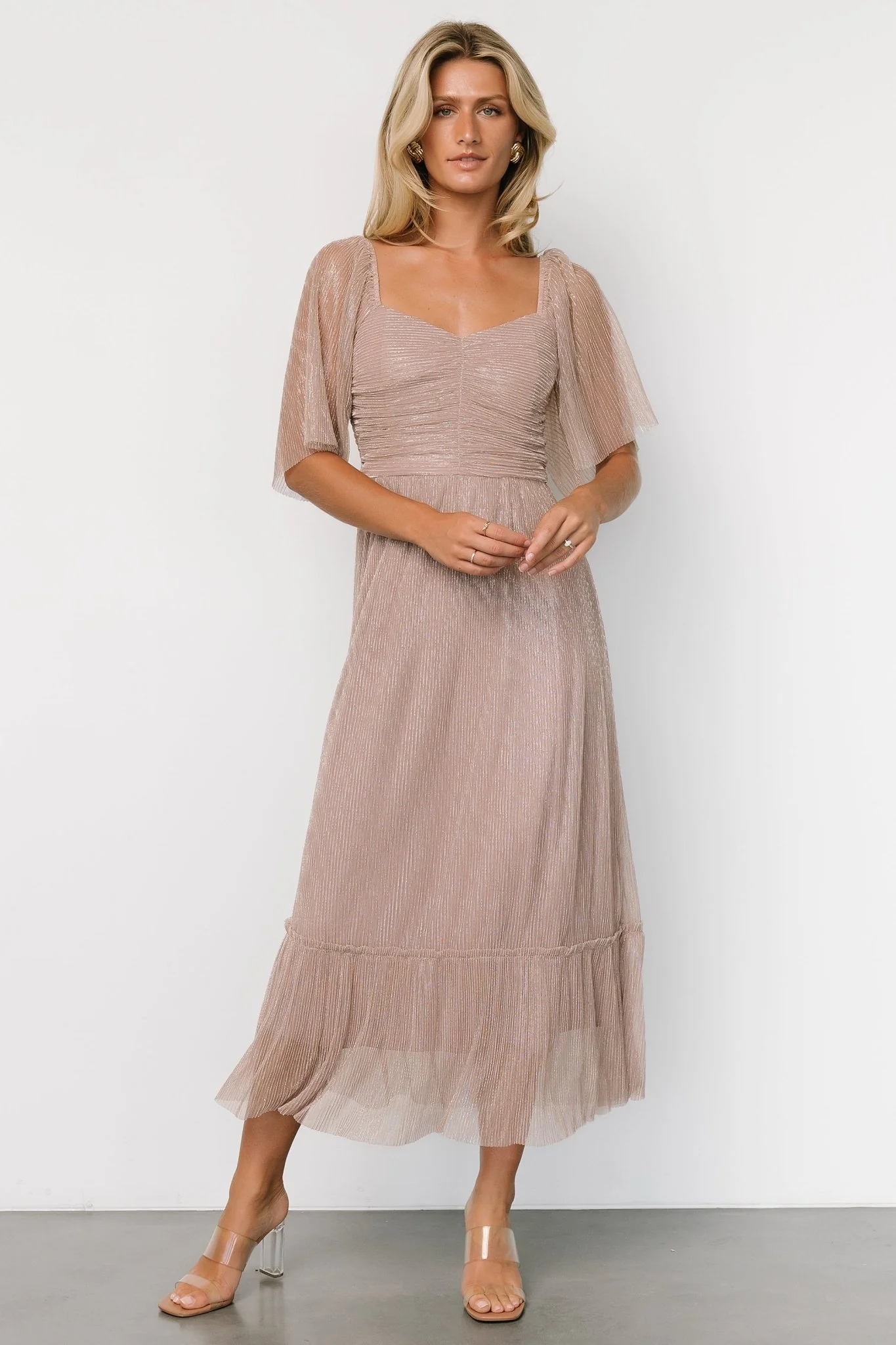 Elea Shimmer Dress | Vintage Rose - Jamouz