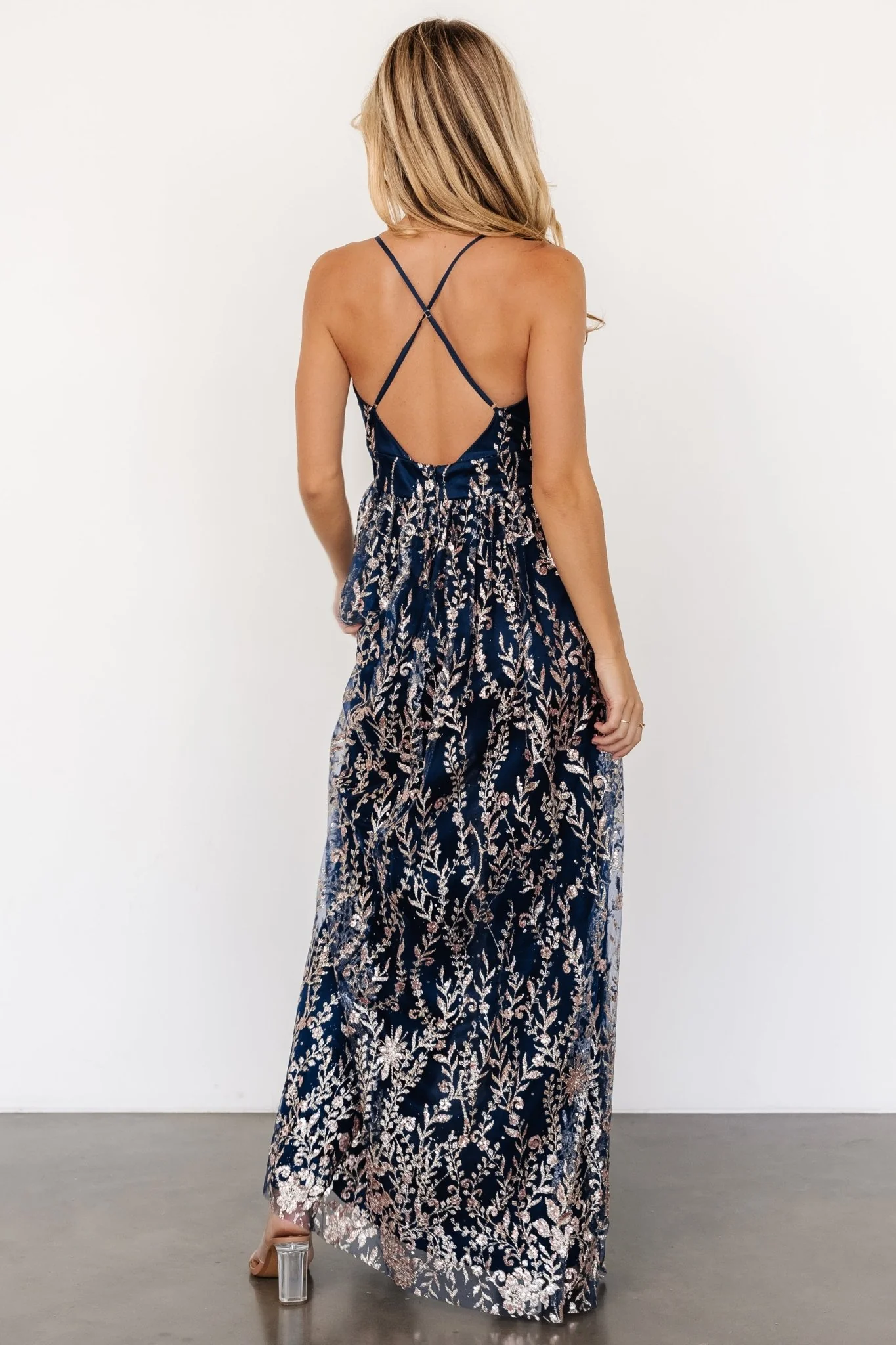 Anisa Shimmer Gown | Navy + Rose - Jamouz
