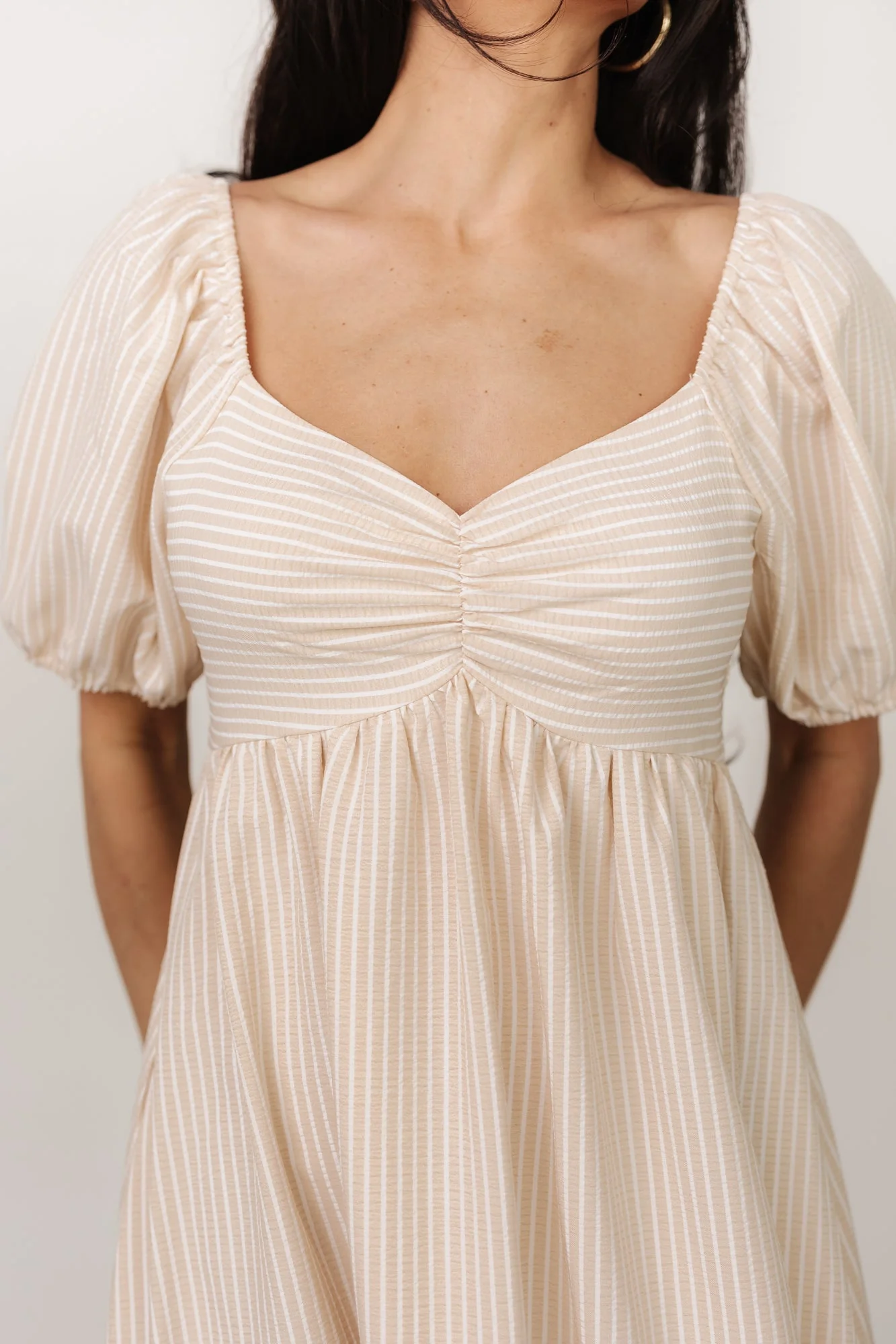 Poppy Midi Dress | Natural + Off White - Jamouz