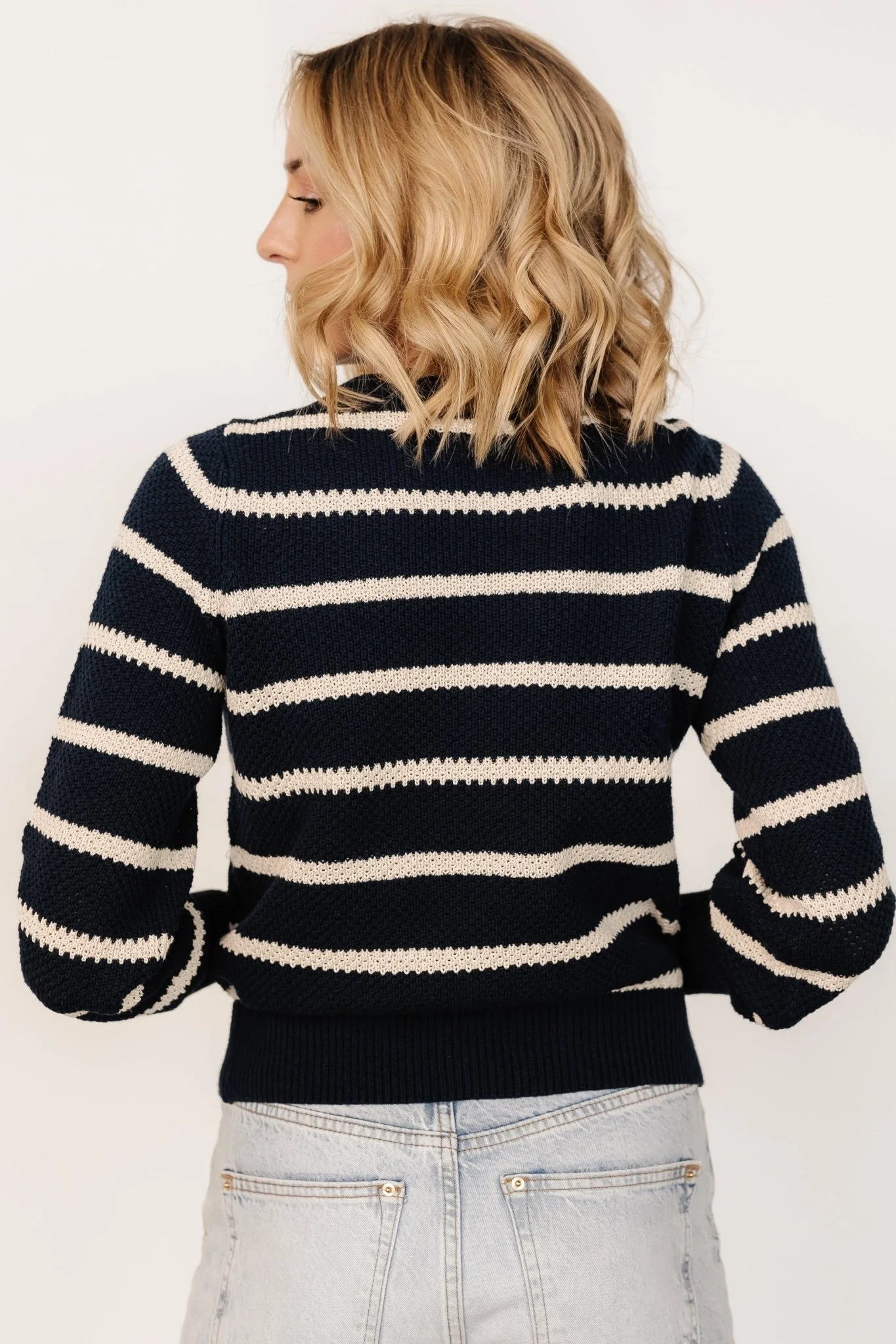 Rianne Knit Sweater | Navy + Cream Stripe - Jamouz