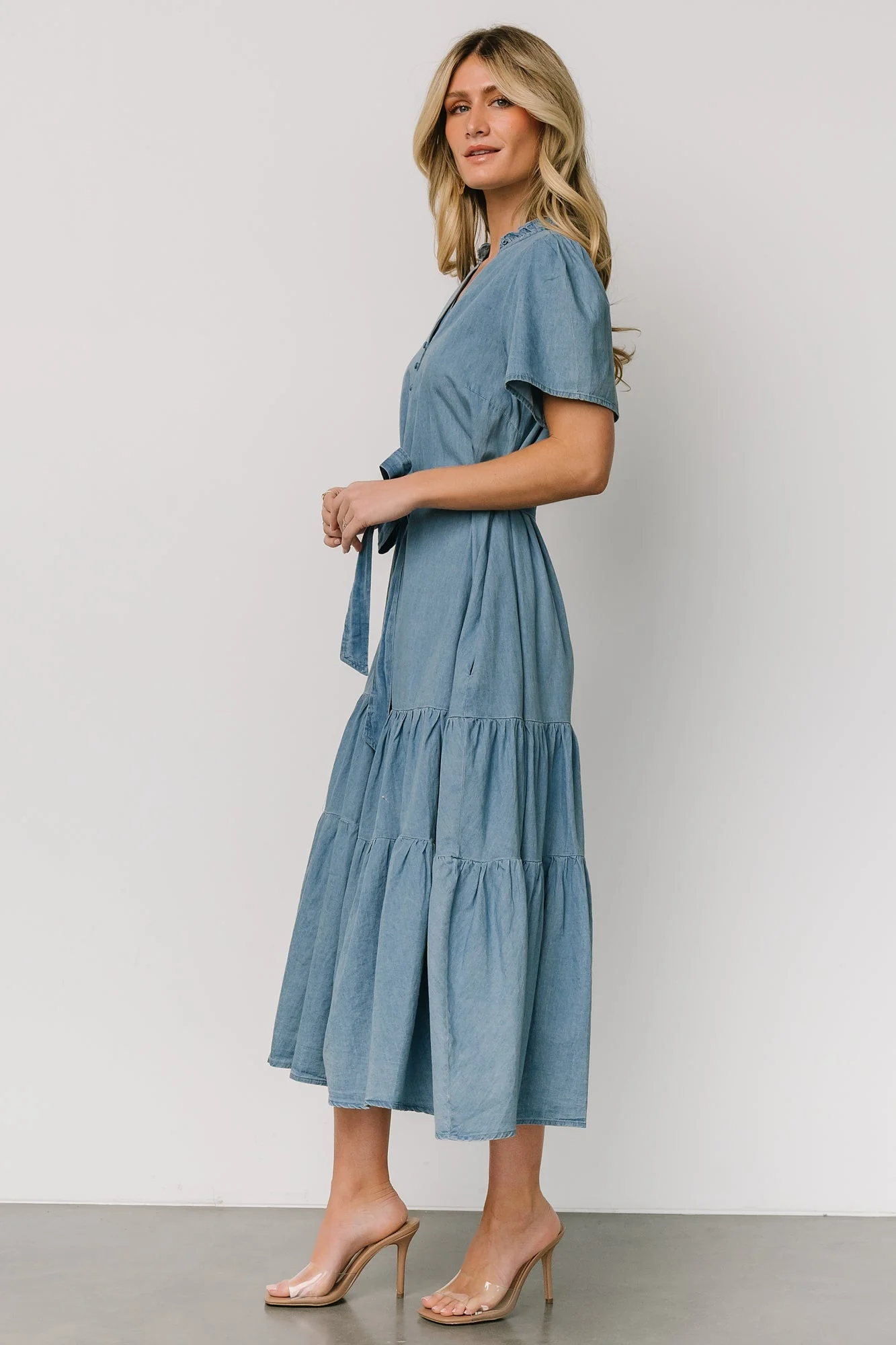 Lisa Midi Dress | Chambray - Jamouz