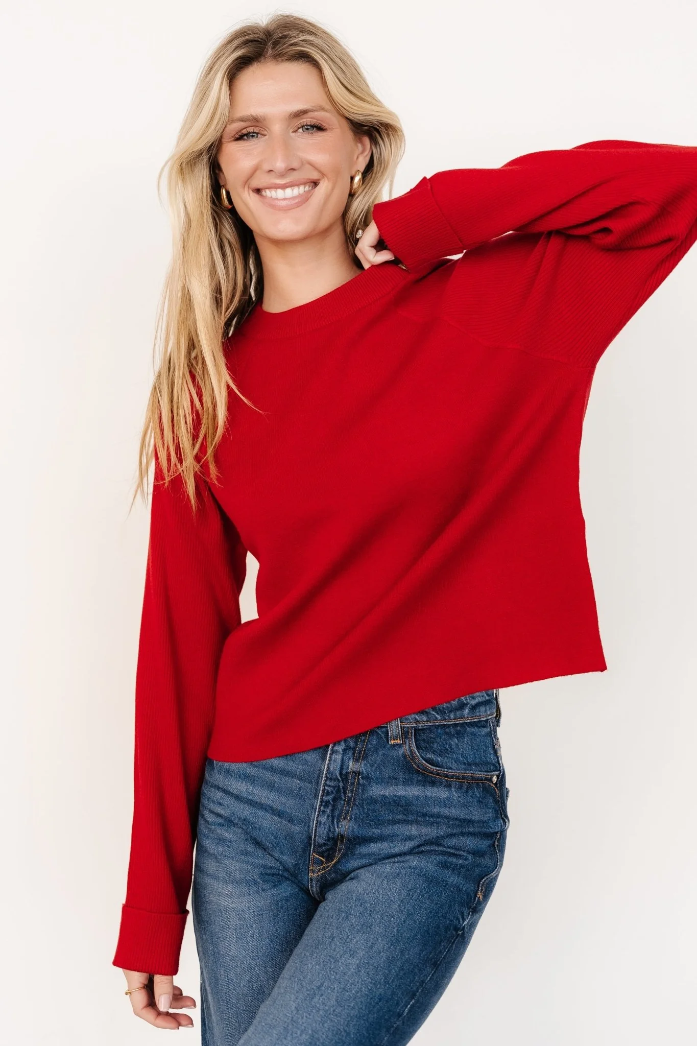 Helena Knit Sweater | Red - Jamouz