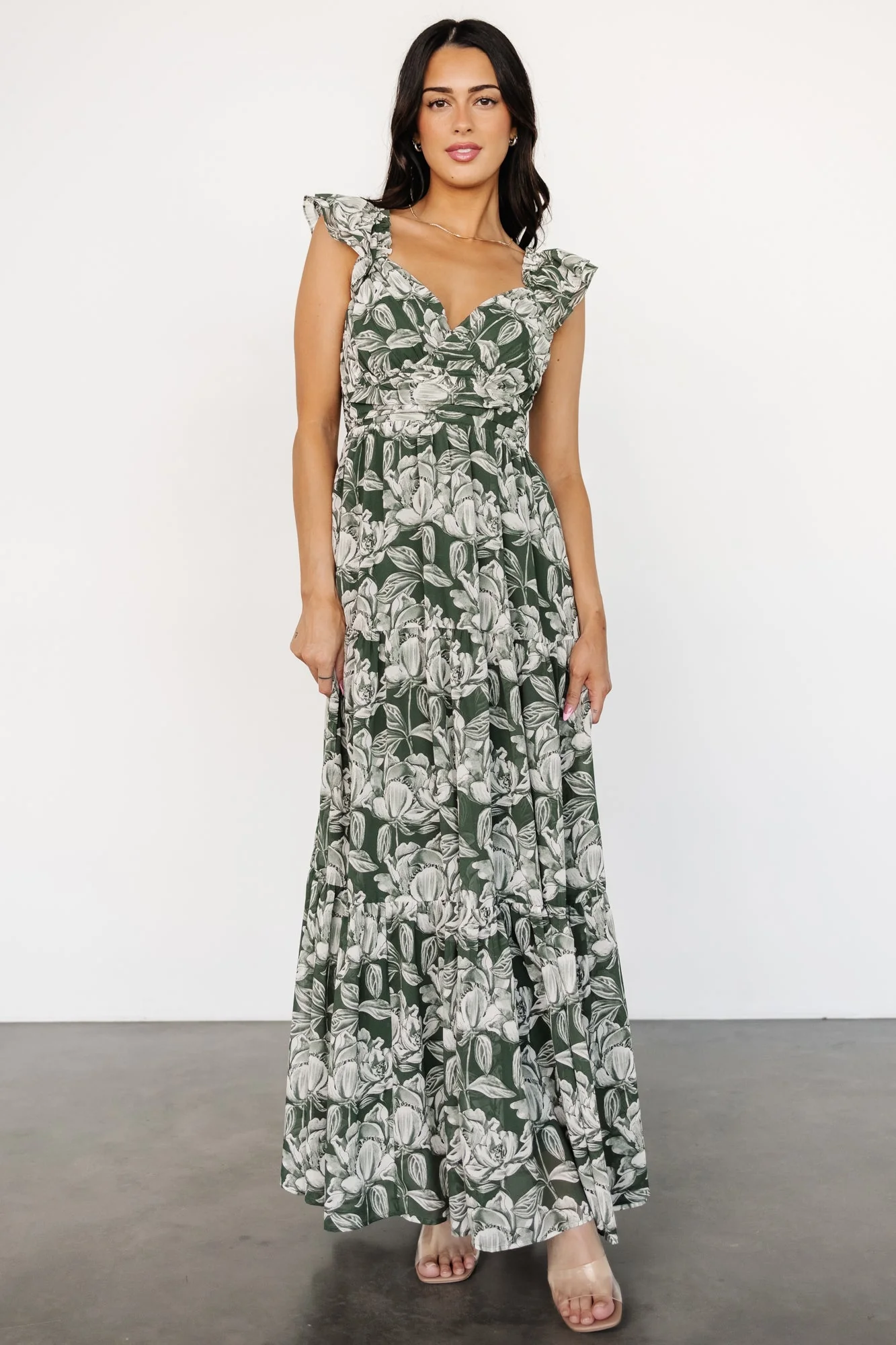 Martina Maxi Dress | Green + White - Jamouz
