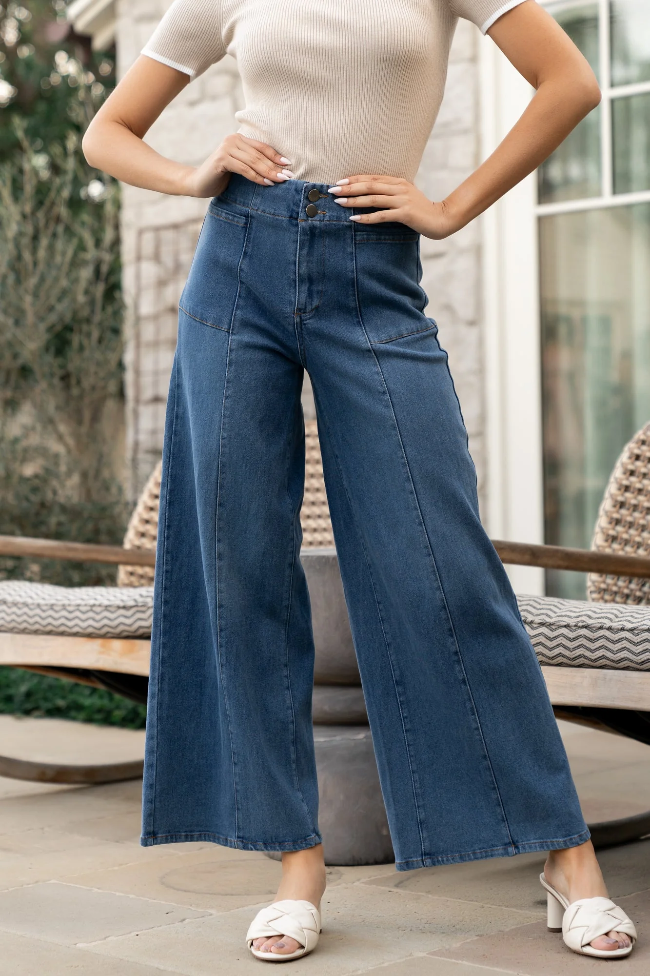 Emmi Mid Rise Wide Leg Jeans | Dark Wash - Jamouz
