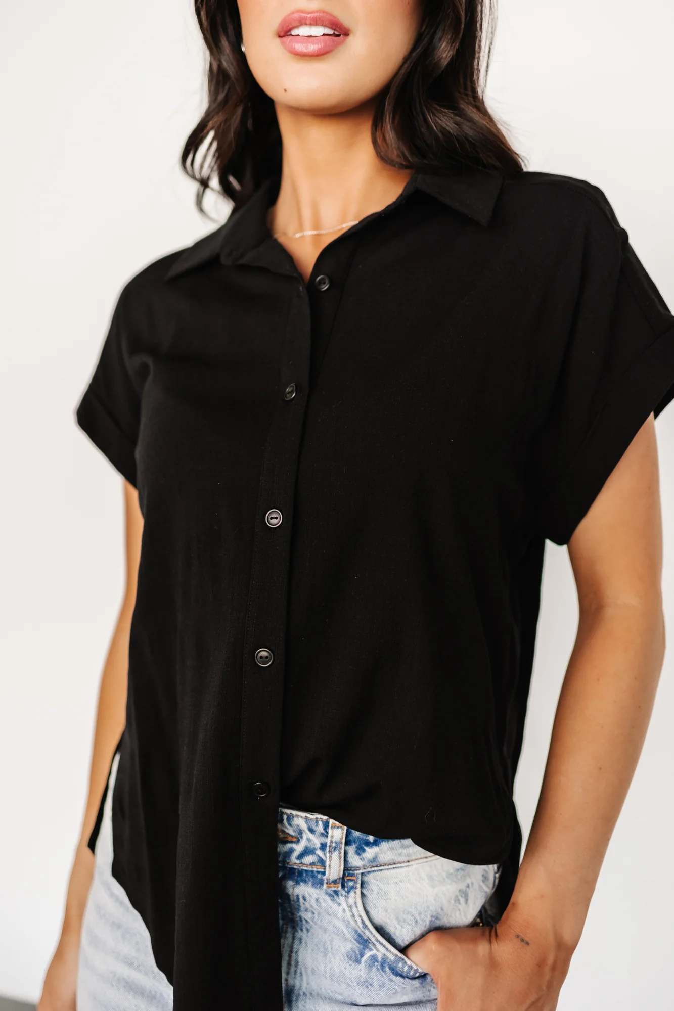 Clarke Button Up Top | Black - Jamouz