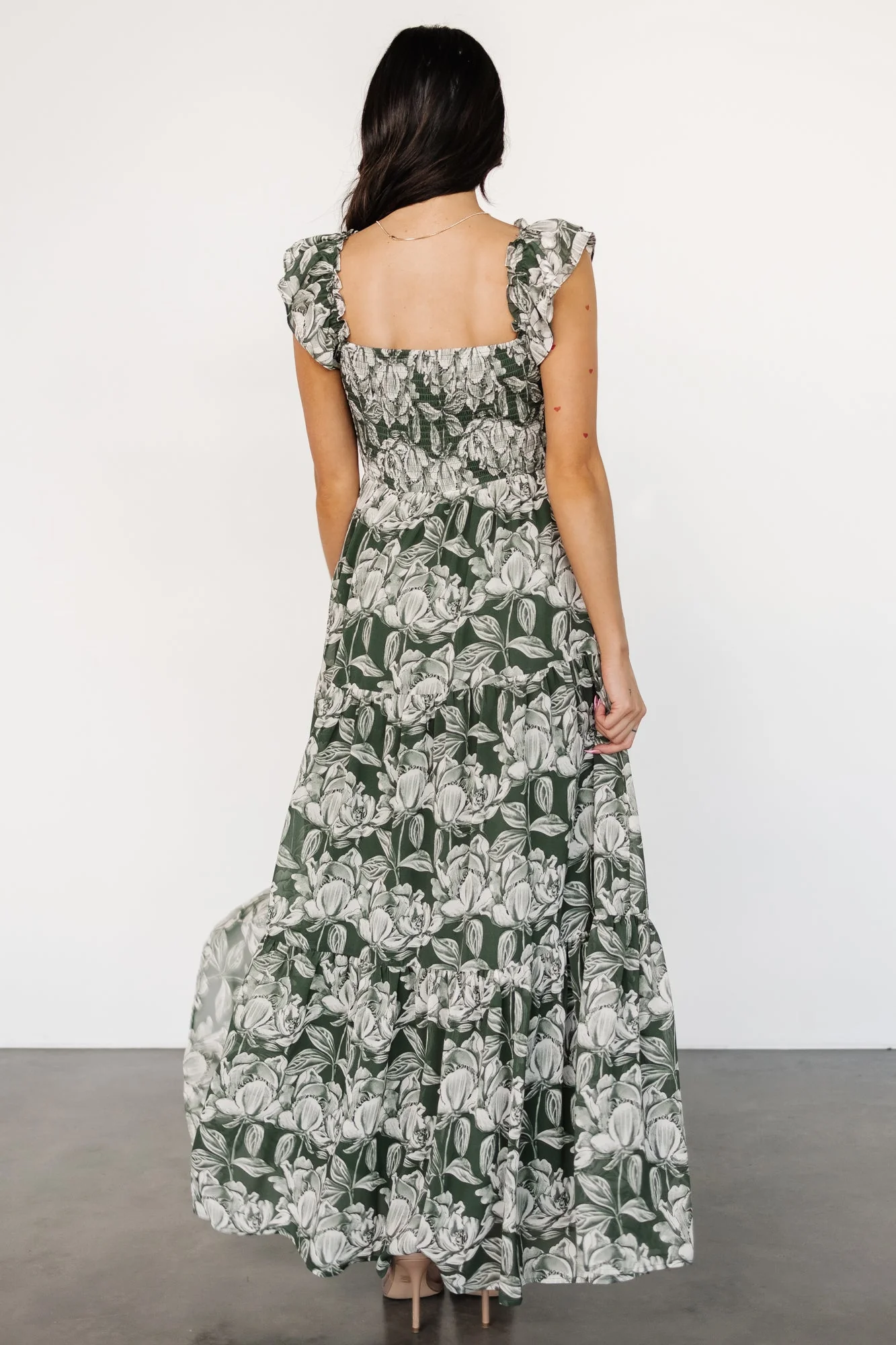 Martina Maxi Dress | Green + White - Jamouz