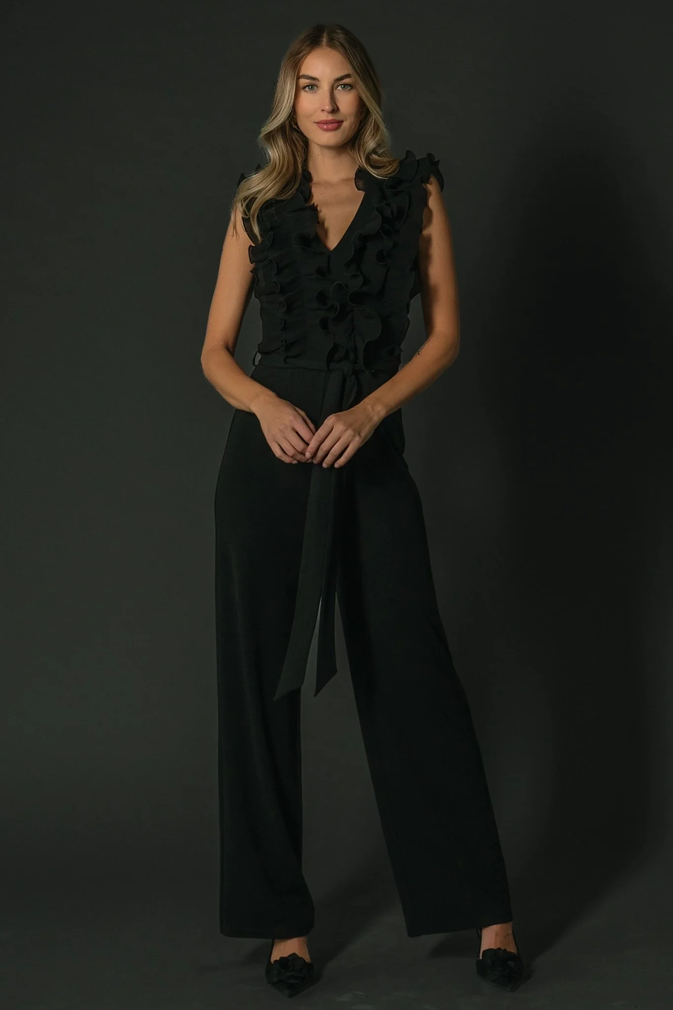 Tyra Ruffle Tank Jumpsuit | Black - Jamouz