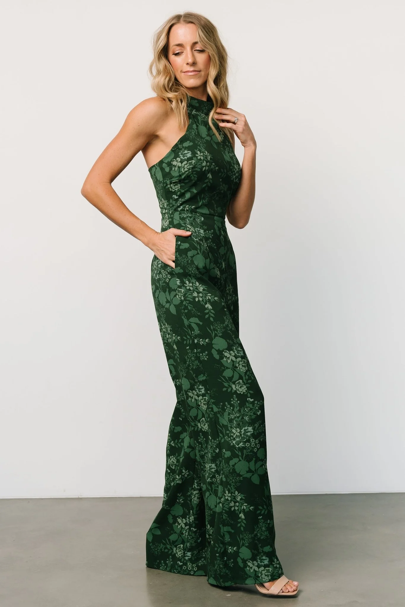 Freya Halter Jumpsuit | Emerald Floral - Jamouz