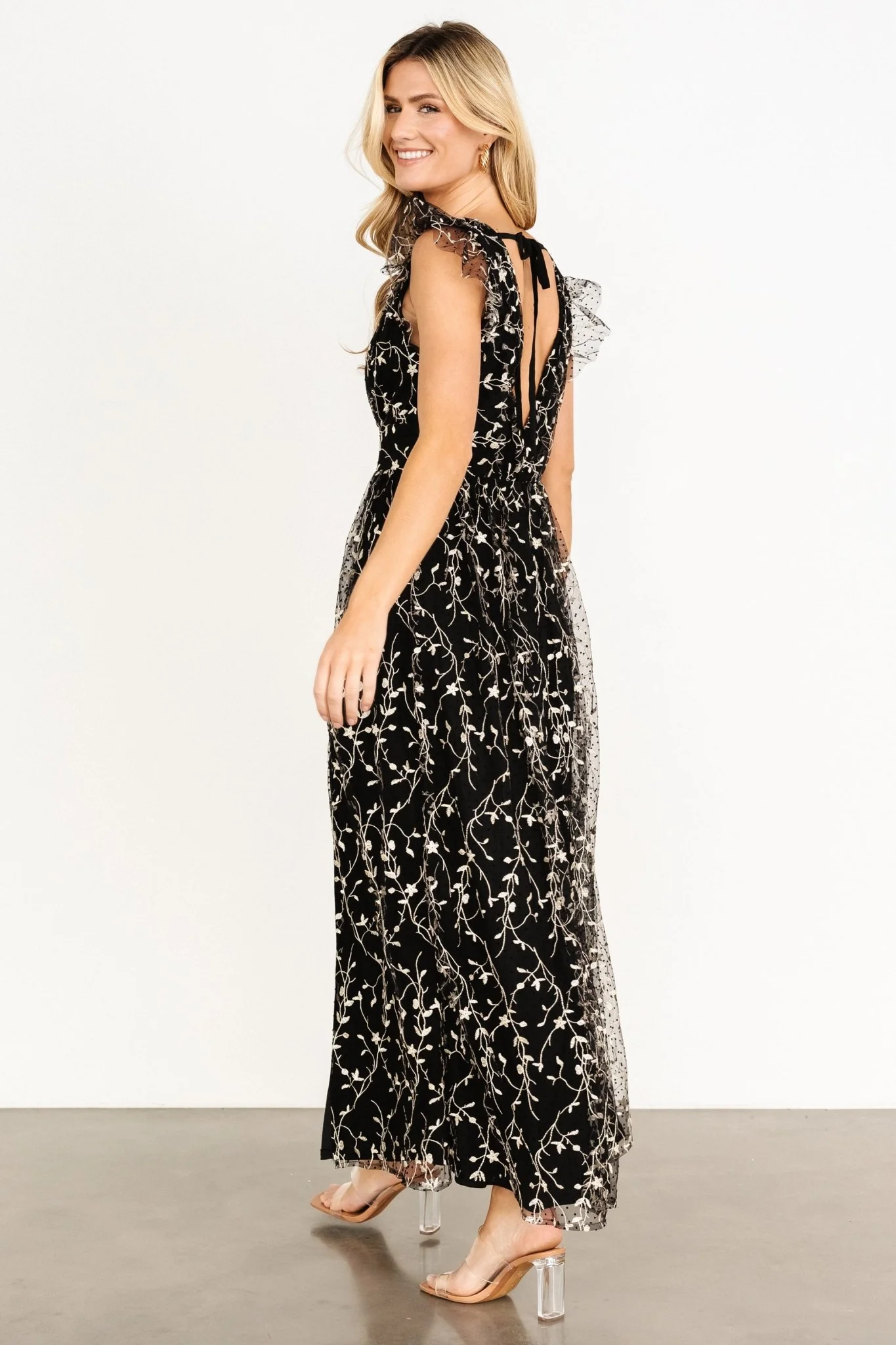 Orza Embroidered Maxi Dress | Black - Jamouz