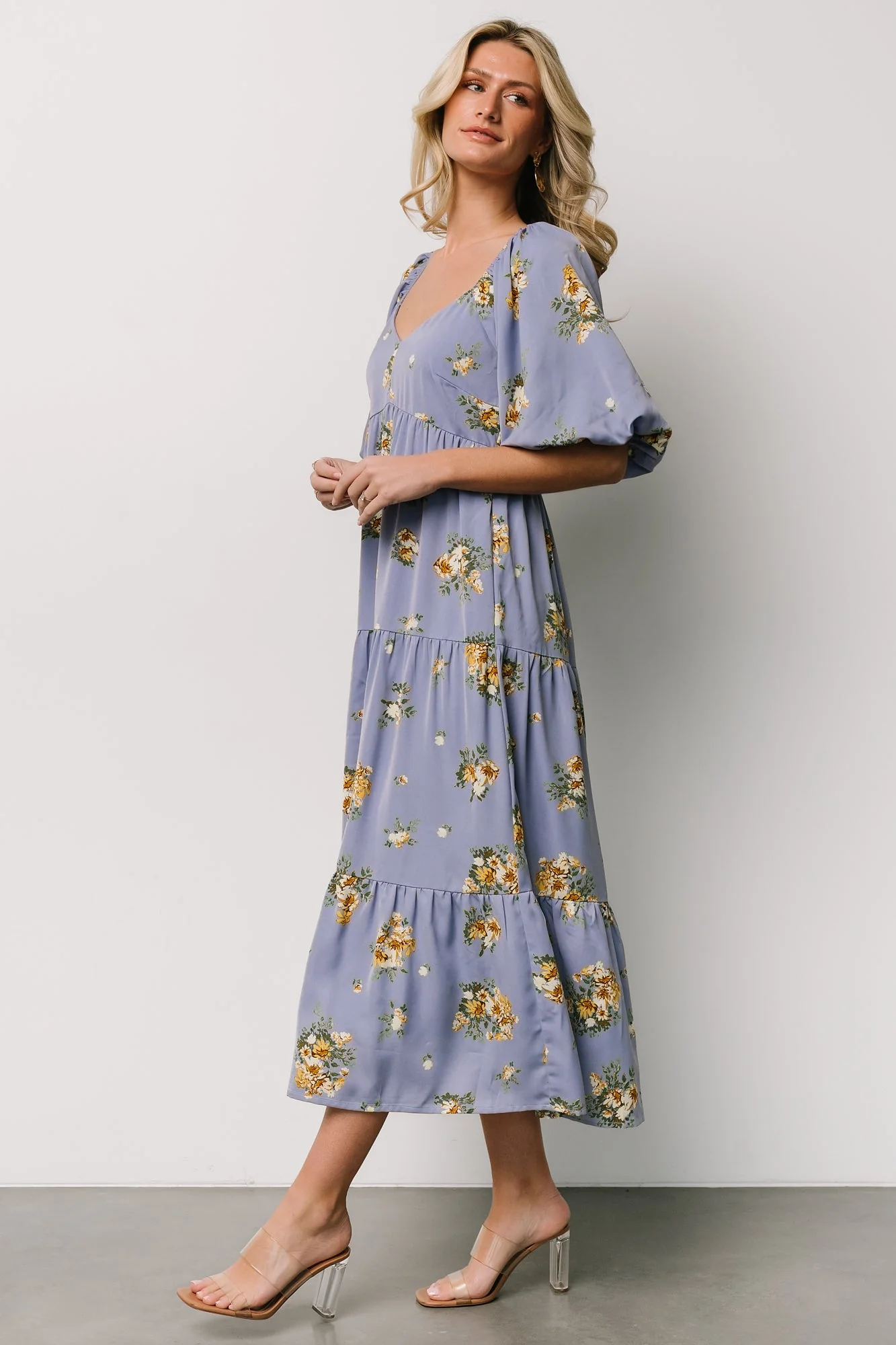 Judith Dress | Blue + Golden Floral - Jamouz