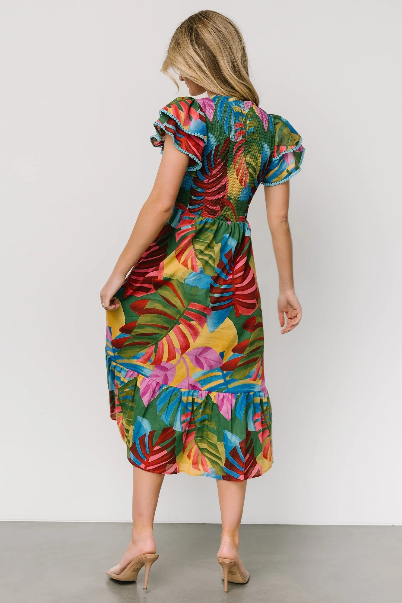 Marielle Smocked Midi Dress | Multi Print - Jamouz