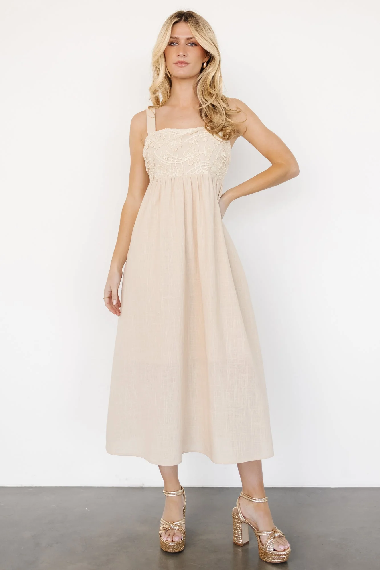Mia Tie Back Dress | Natural - Jamouz