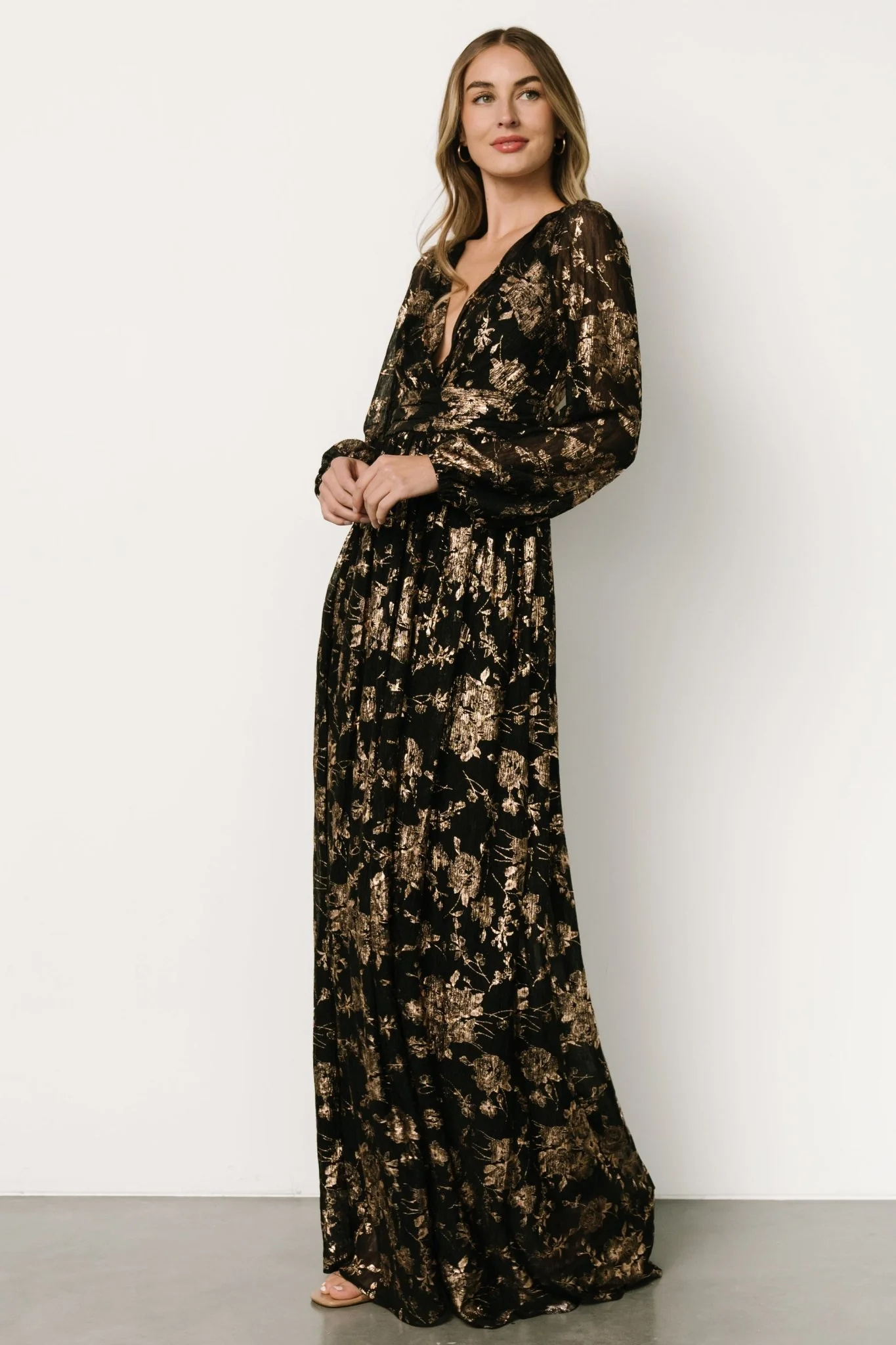 Charlene Maxi Dress | Black + Gold - Jamouz