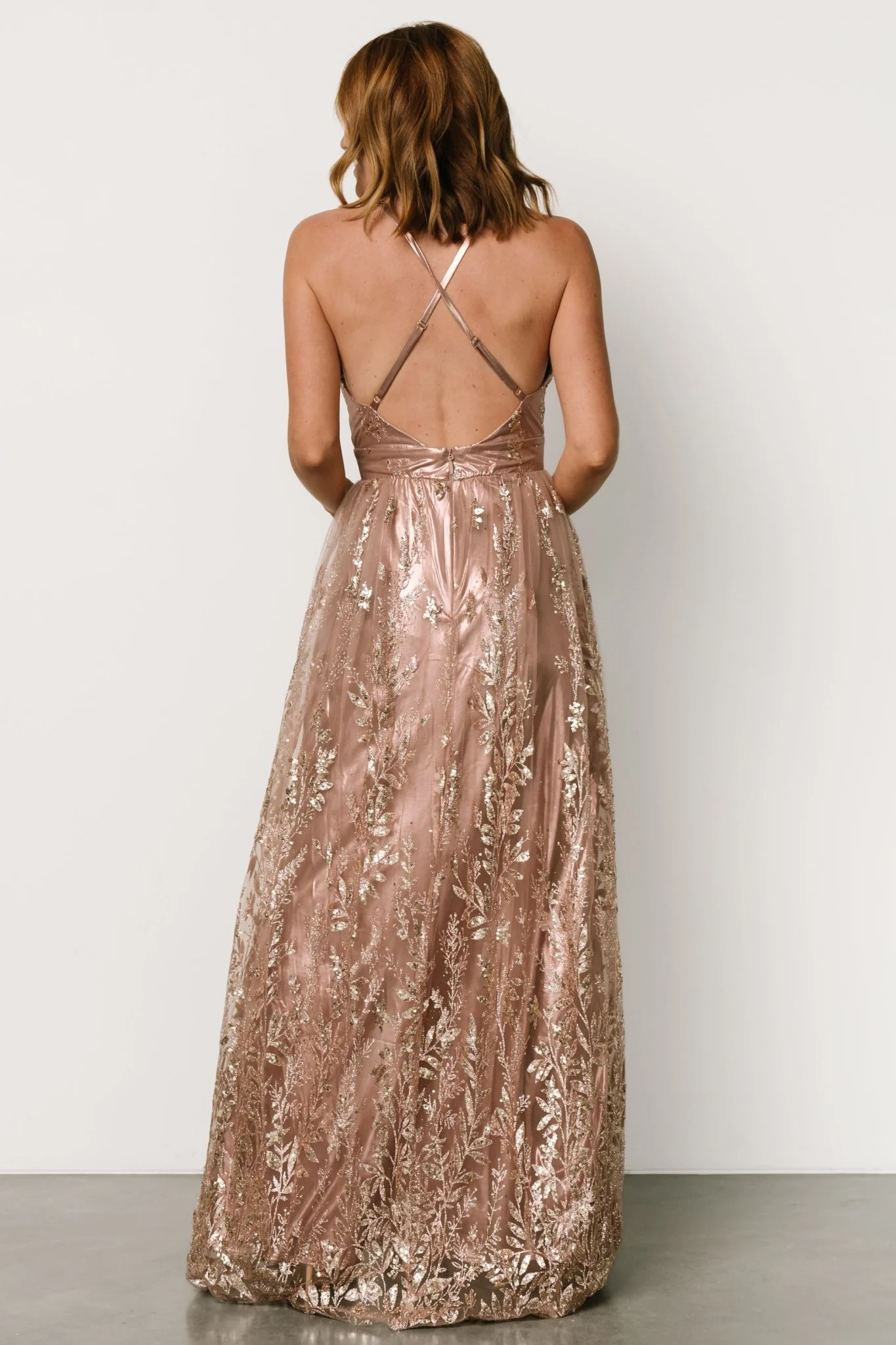 Eirena Sparkle Gown | Rose + Gold - Jamouz