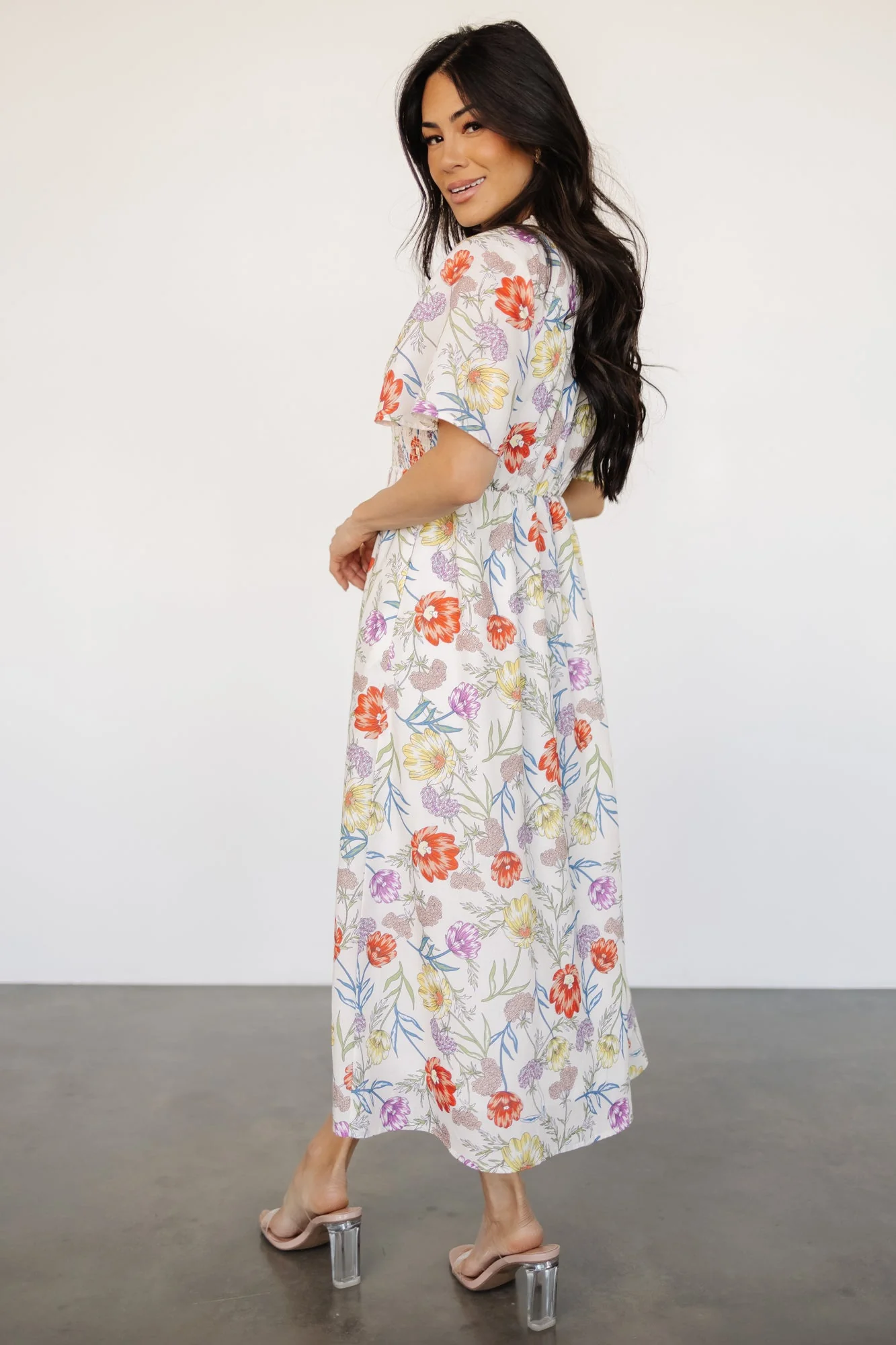Botega Midi Dress | Ivory Multi Floral - Jamouz