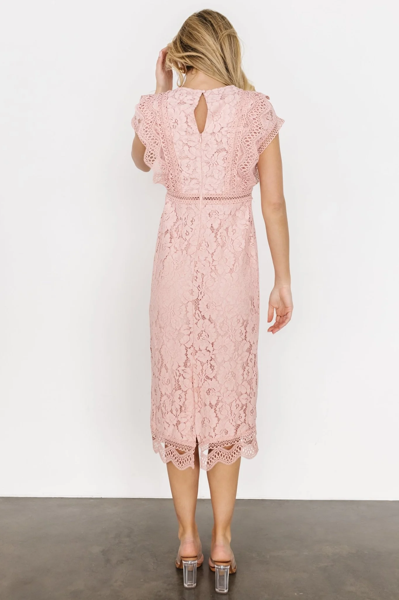 Nessa Lace Midi Dress | Blush - Jamouz