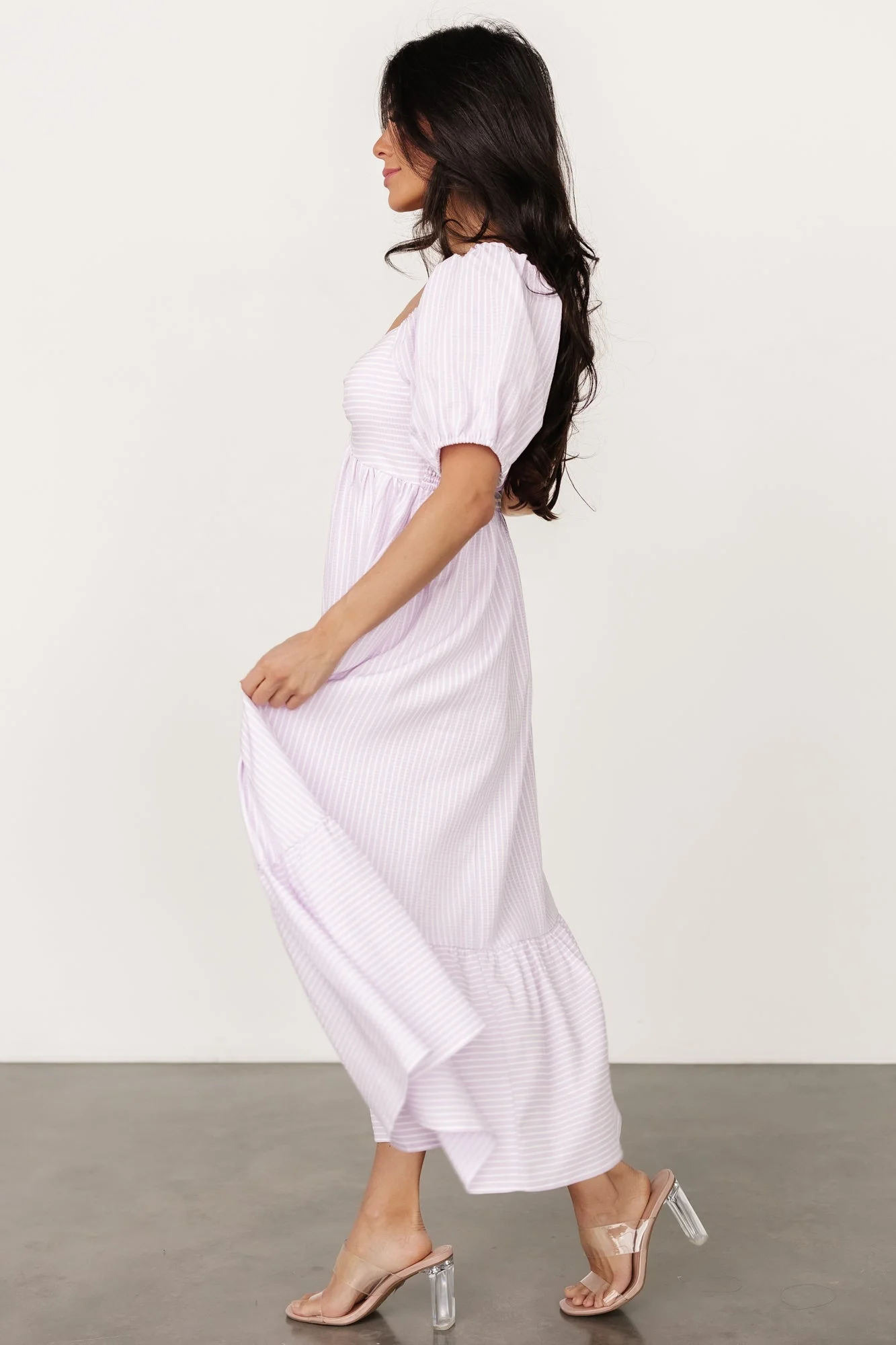 Poppy Midi Dress | Lavender + Off White - Jamouz