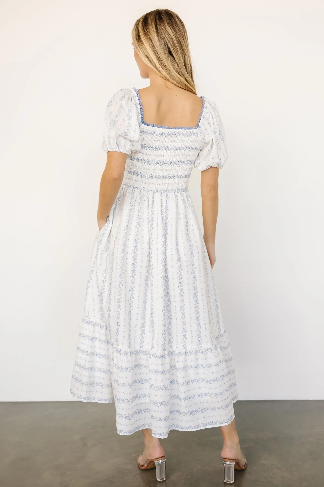 Martine Puff Sleeve Dress | Ivory Multi Floral - Jamouz