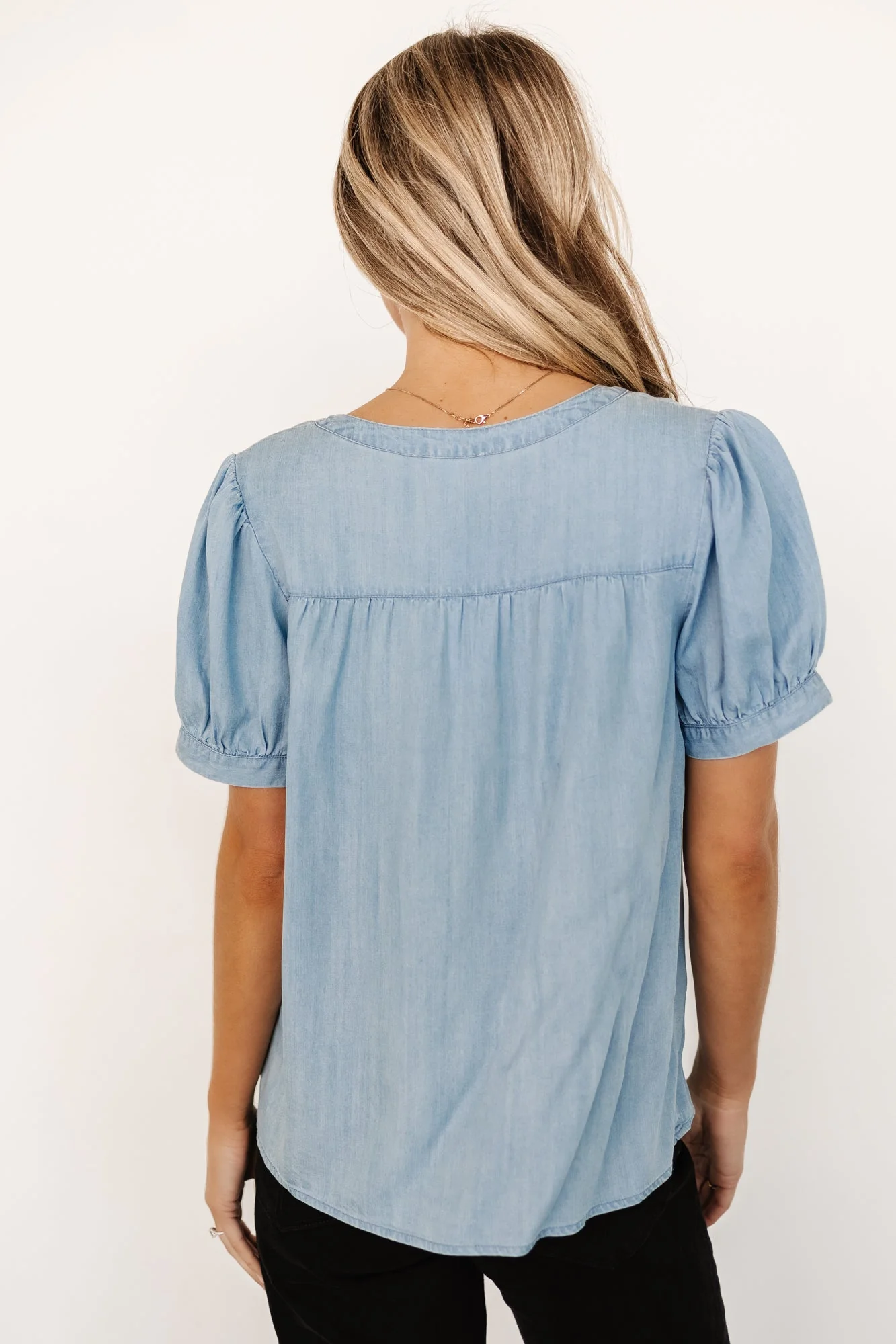 Dori Button Top | Washed Blue - Jamouz