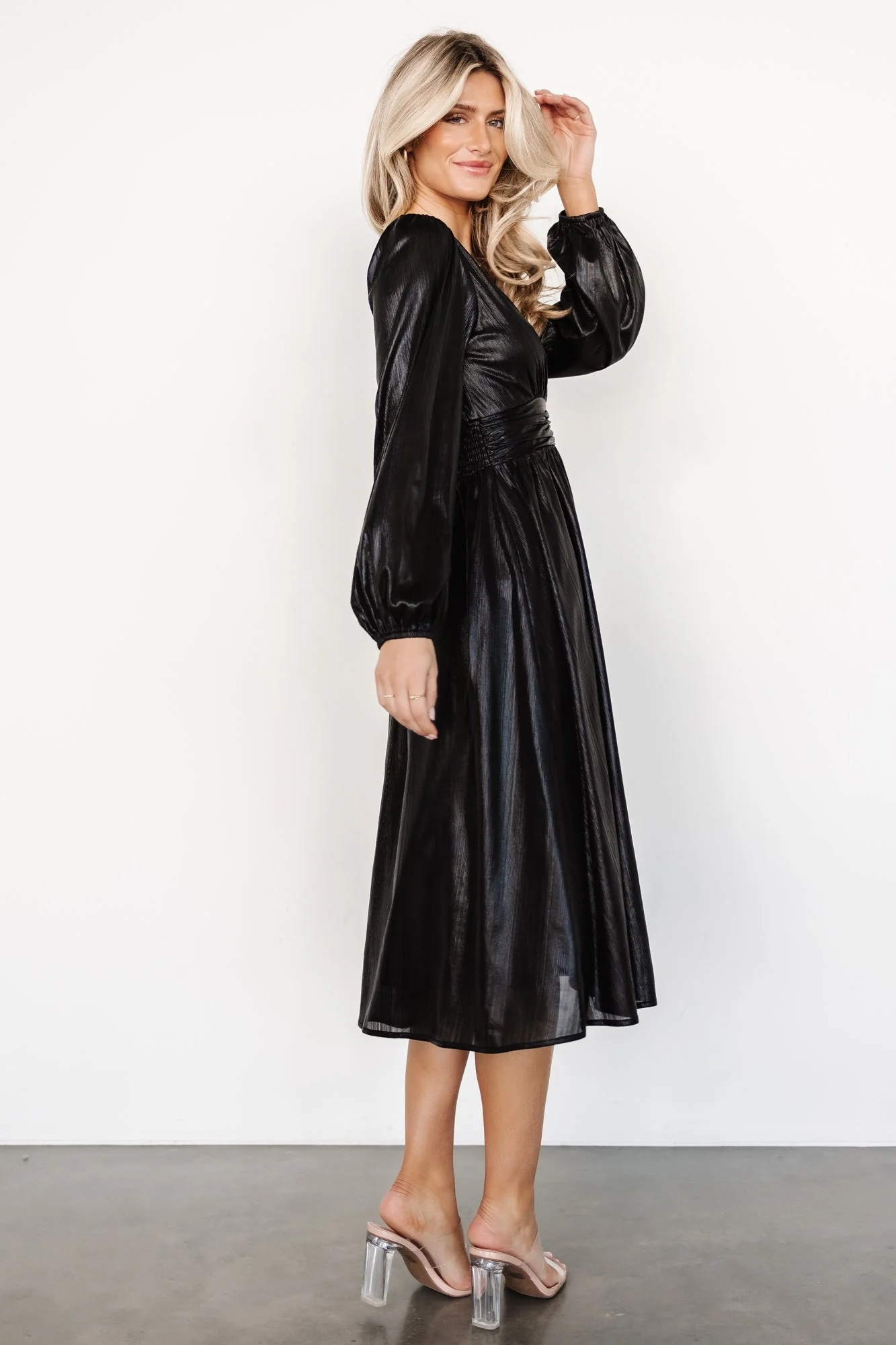 Aisha Shimmer Dress | Black - Jamouz