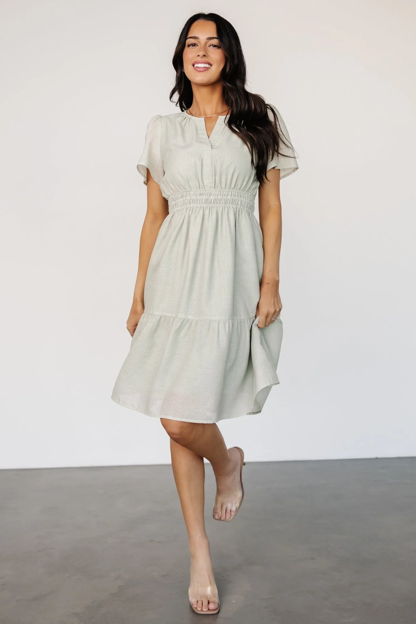 Dita Short Dress | Sage - Jamouz