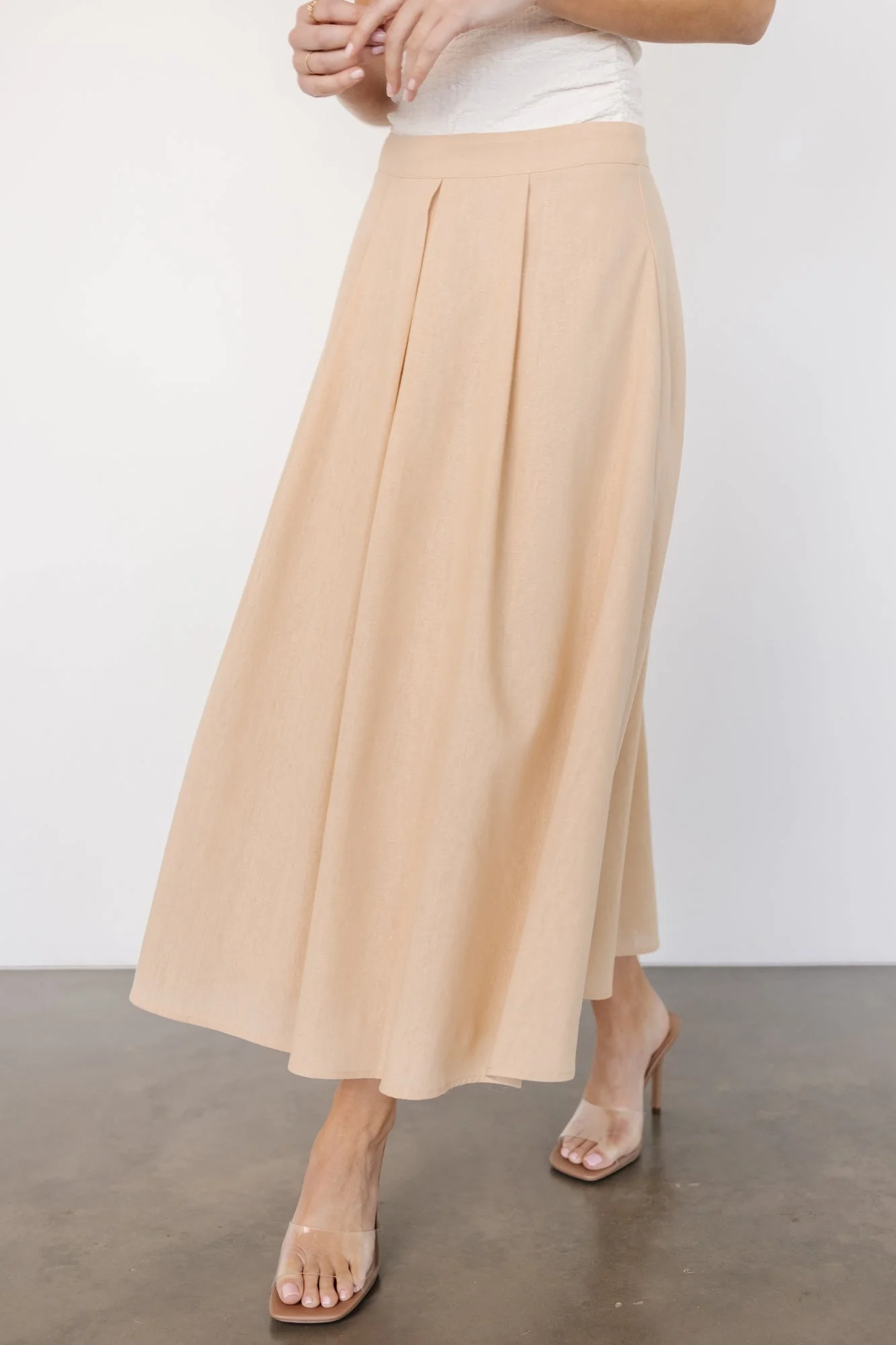 Katie Pleated Midi Skirt | Natural - Jamouz