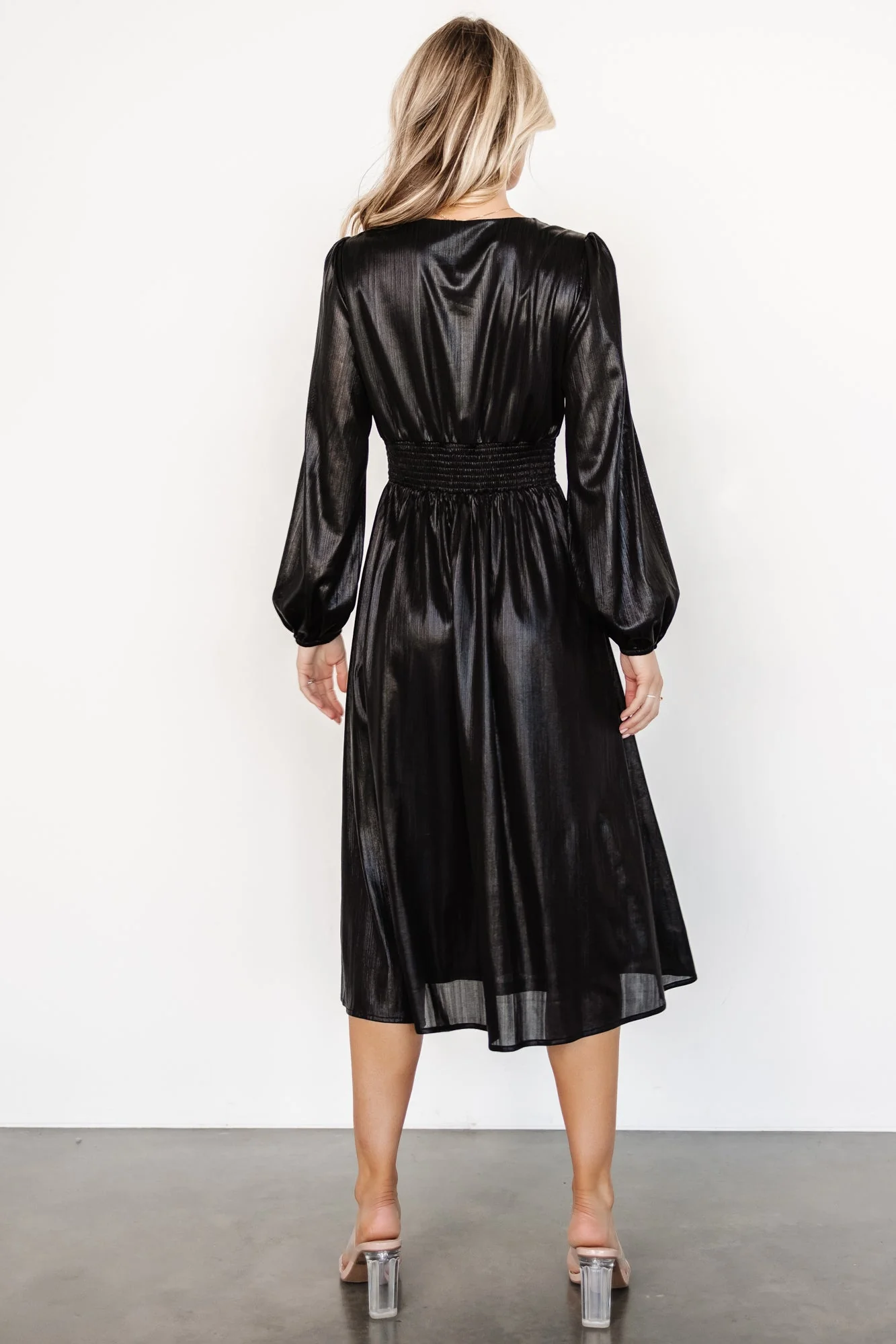 Aisha Shimmer Dress | Black - Jamouz