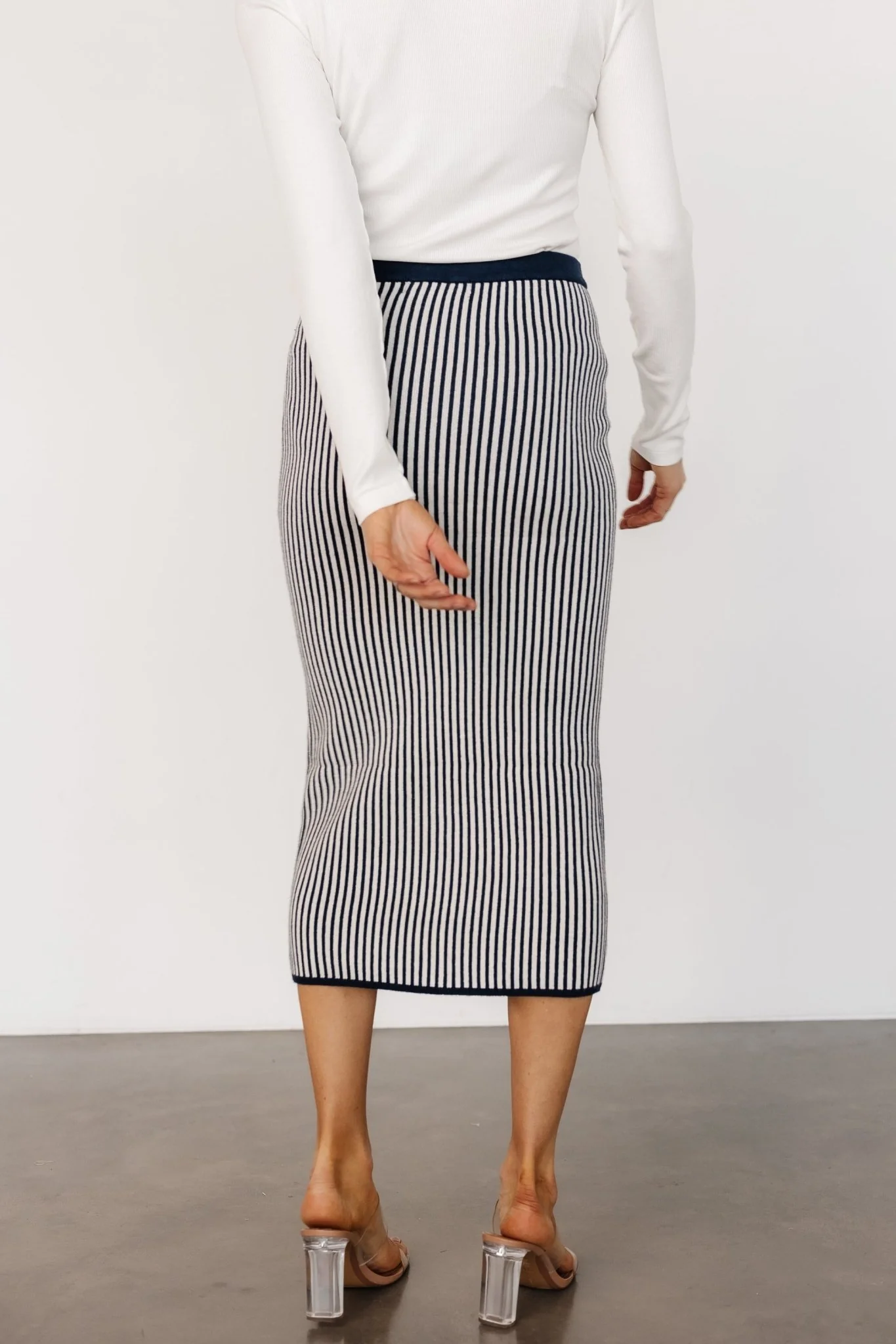 Alonso Knit Midi Skirt | Navy Stripe - Jamouz