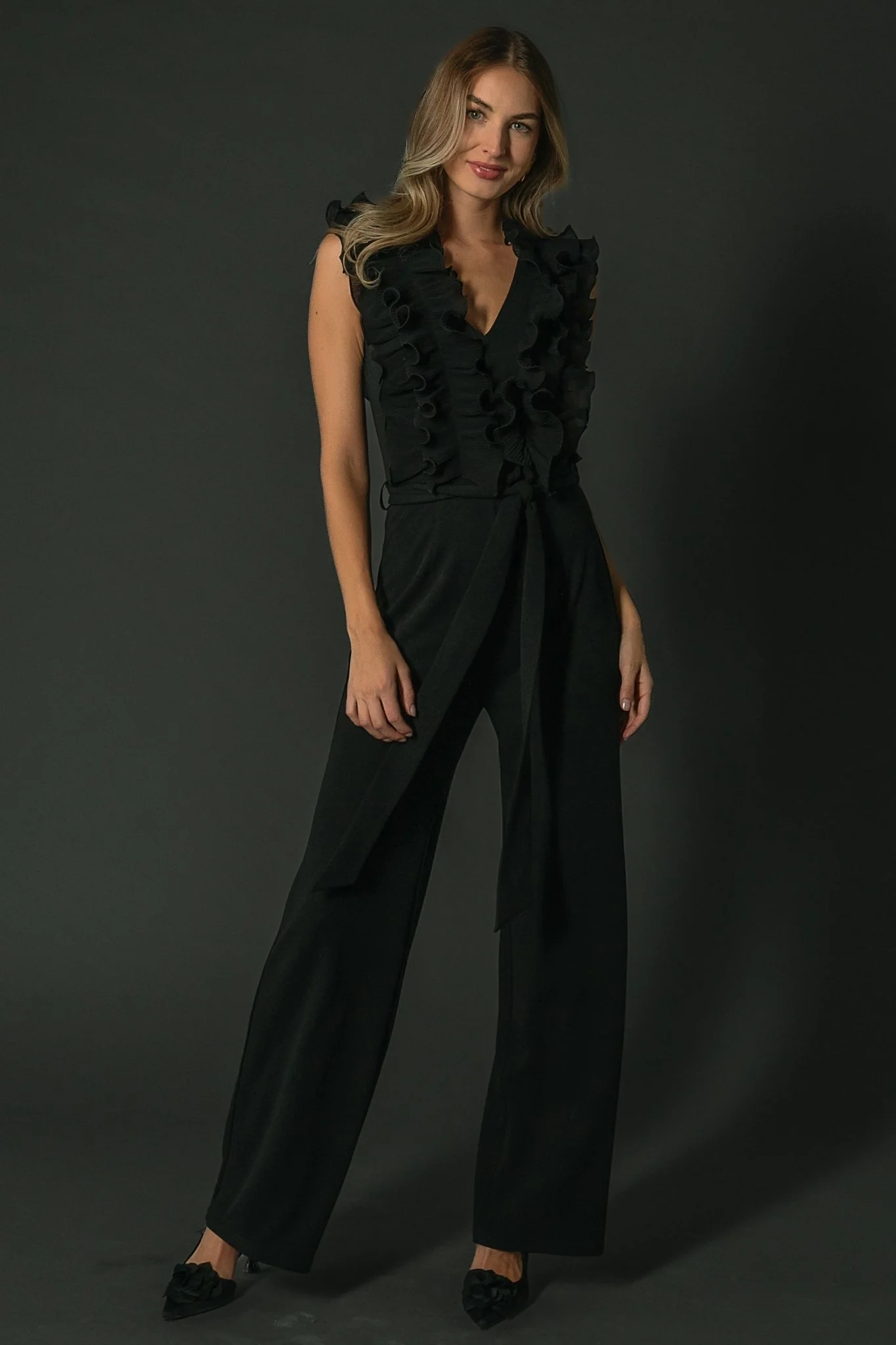 Tyra Ruffle Tank Jumpsuit | Black - Jamouz