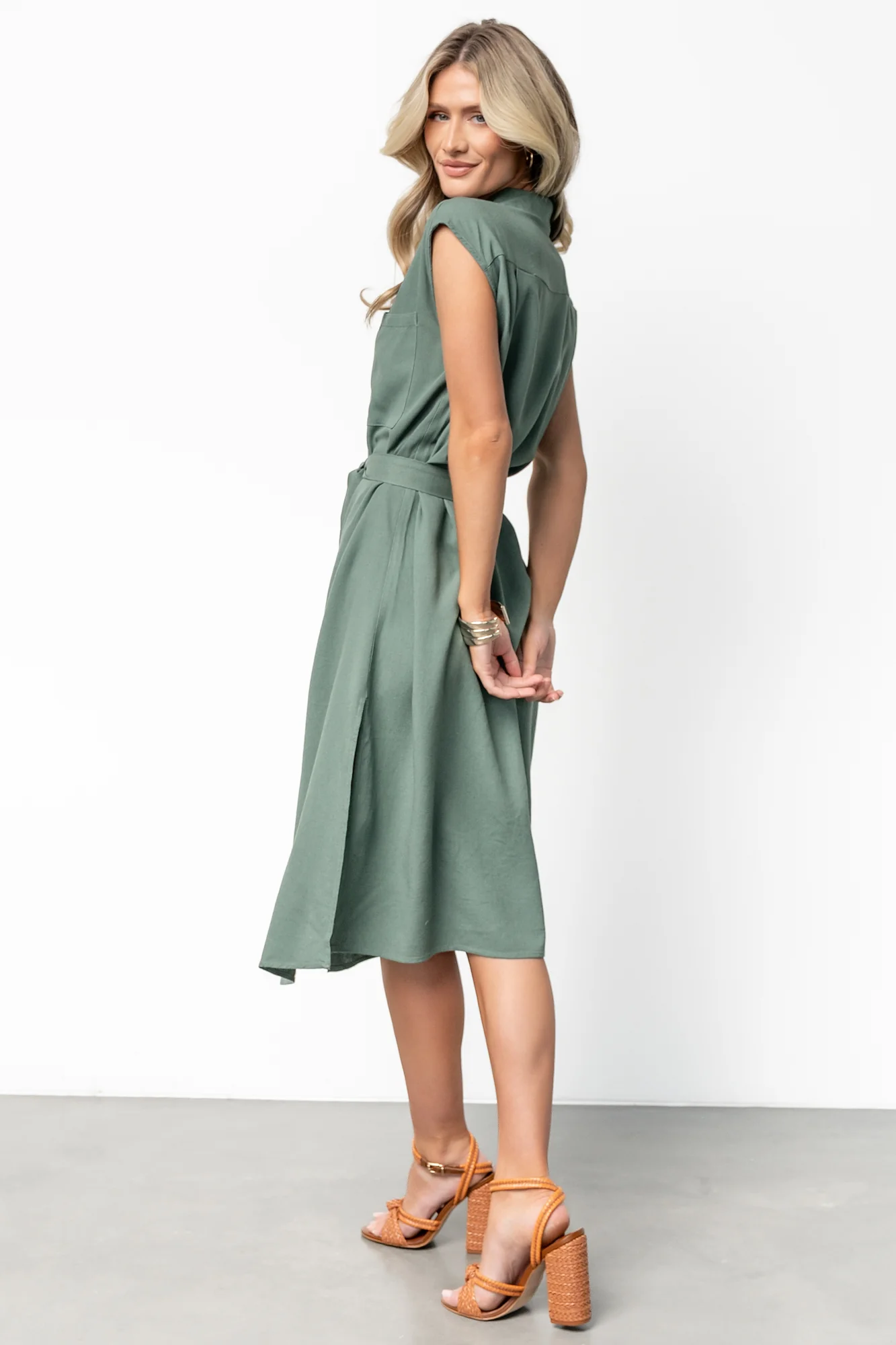 Toledo Button Up Midi Dress | Green - Jamouz