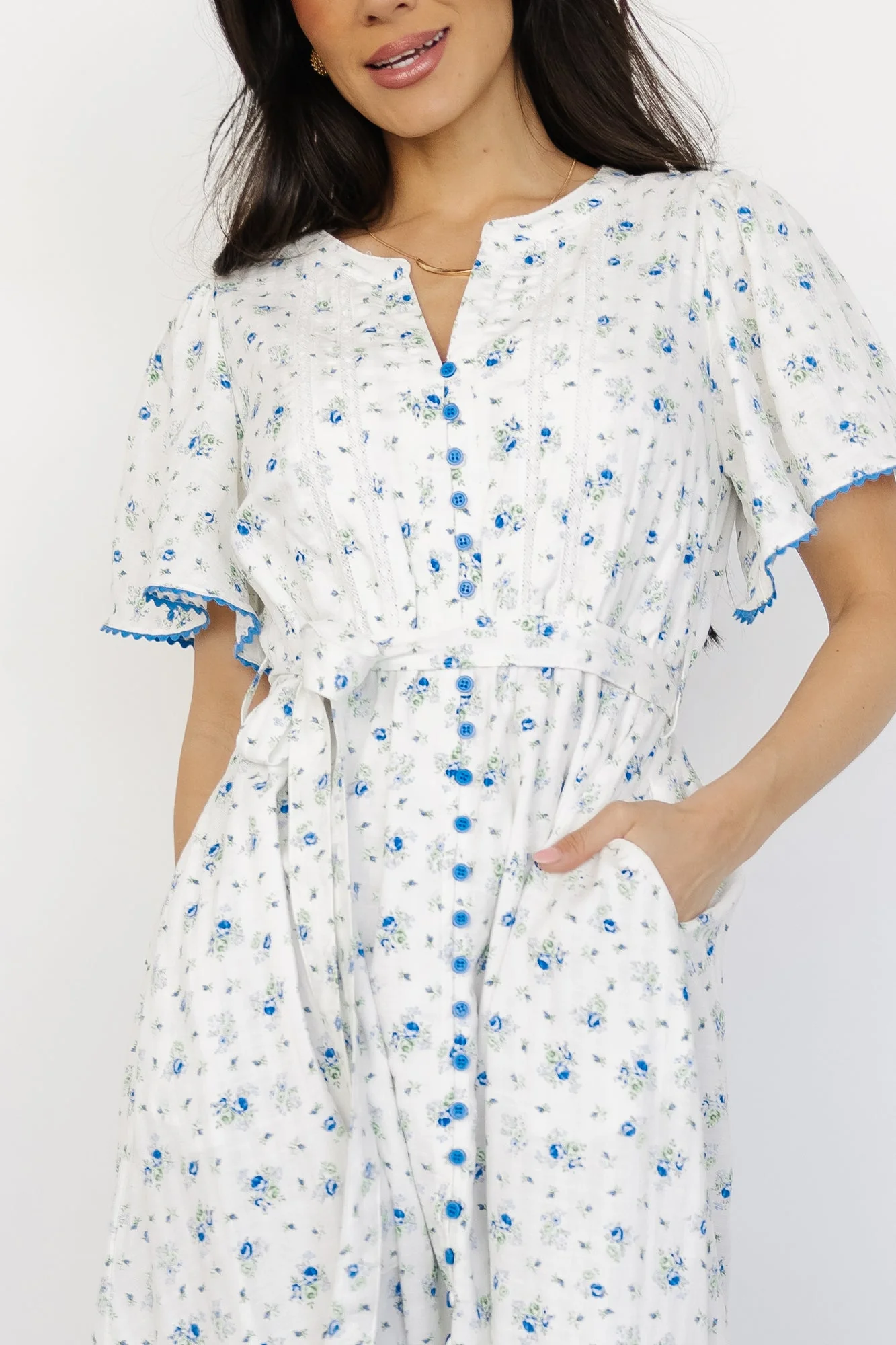 Janie Midi Dress | Ivory Multi Floral - Jamouz