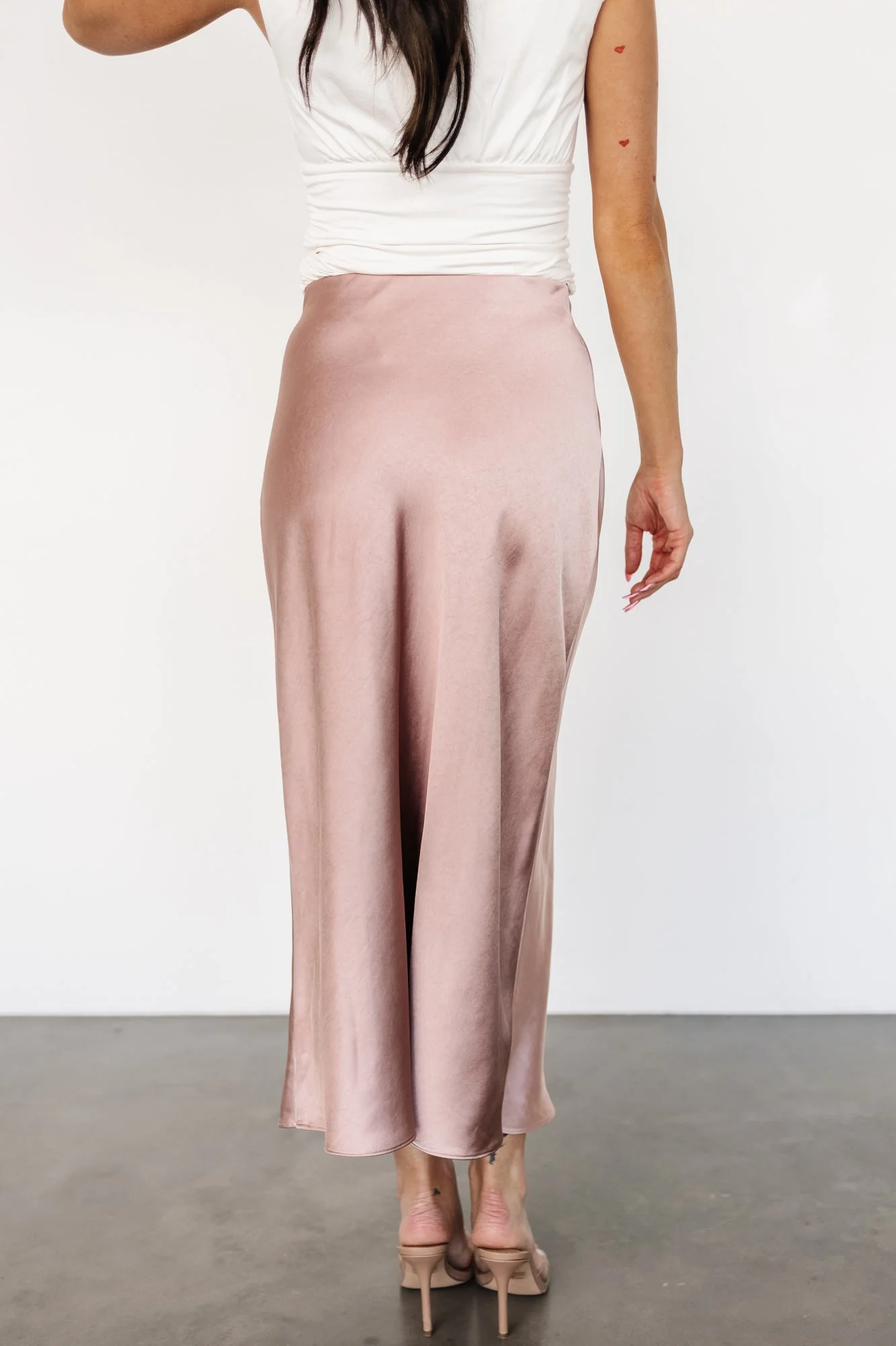 Celeste Satin Midi Skirt | Blush - Jamouz